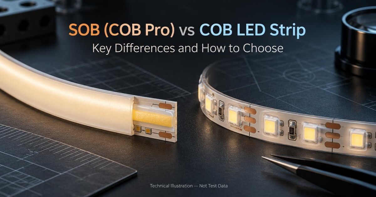 SOB (COB Pro) vs COB LED Strip: Key Differences and How to Choose