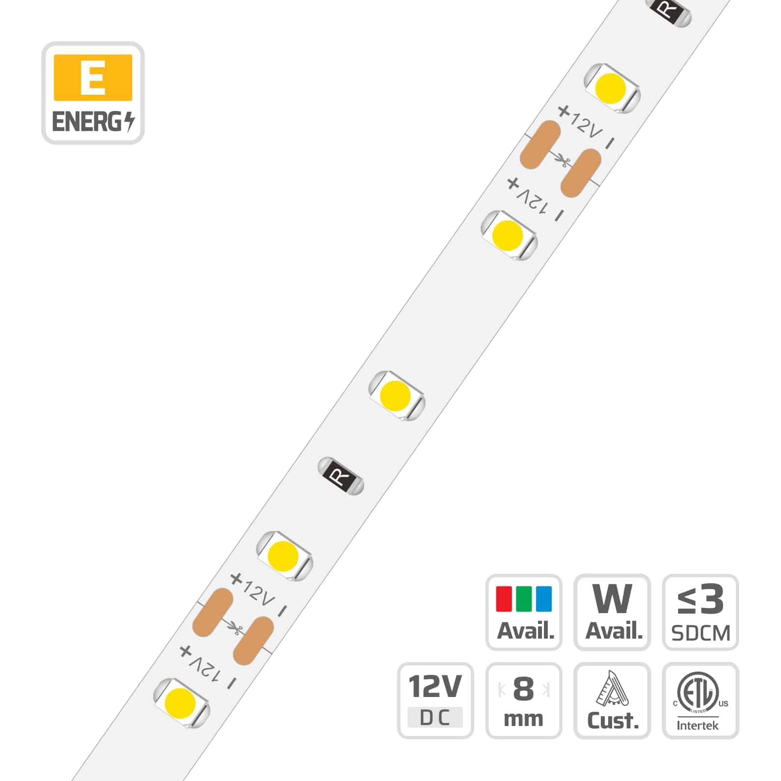 8mm | 12V | 60LEDs | 50cut | #0010 | 3528 Classic LED Strip Light