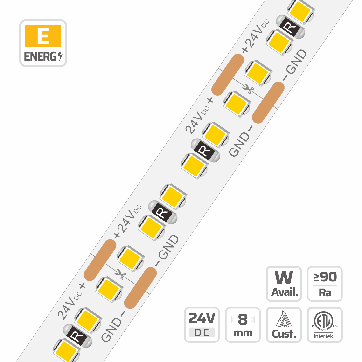 9416 high density led strip — 24V, cuttable every 25mm, 8mm FPCB width, 2216 LEDs, 240 LEDs/m