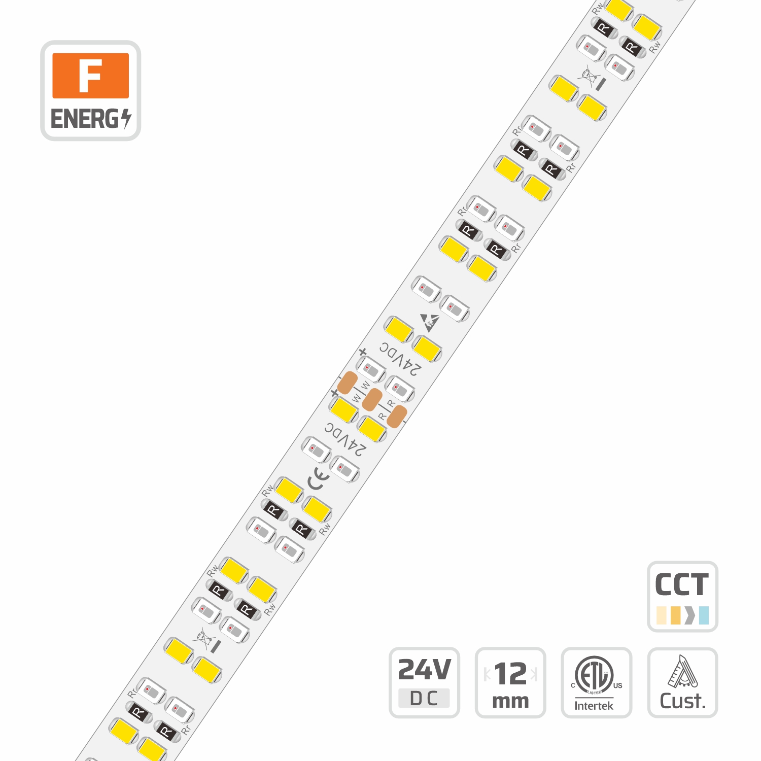 12mm | 24V | 280LEDs | 20W | 100mm/cut | #18341 | 2835 R+C Tunable Color Temperature LED Strip