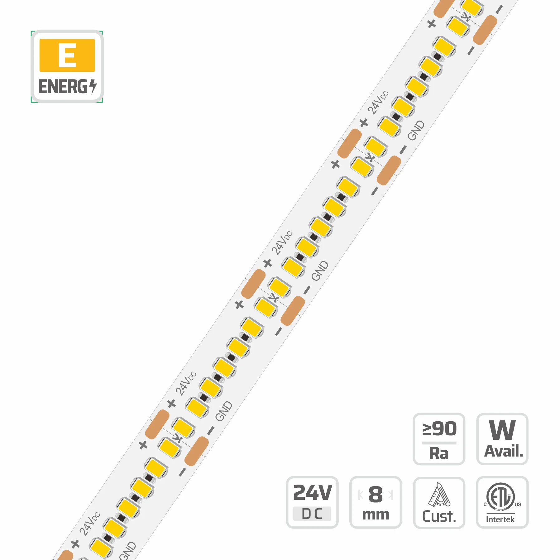 8mm | 24V | 350LEDs | 20mm/cut | #13922-N | 2216 Ultra-high density LED Strip light