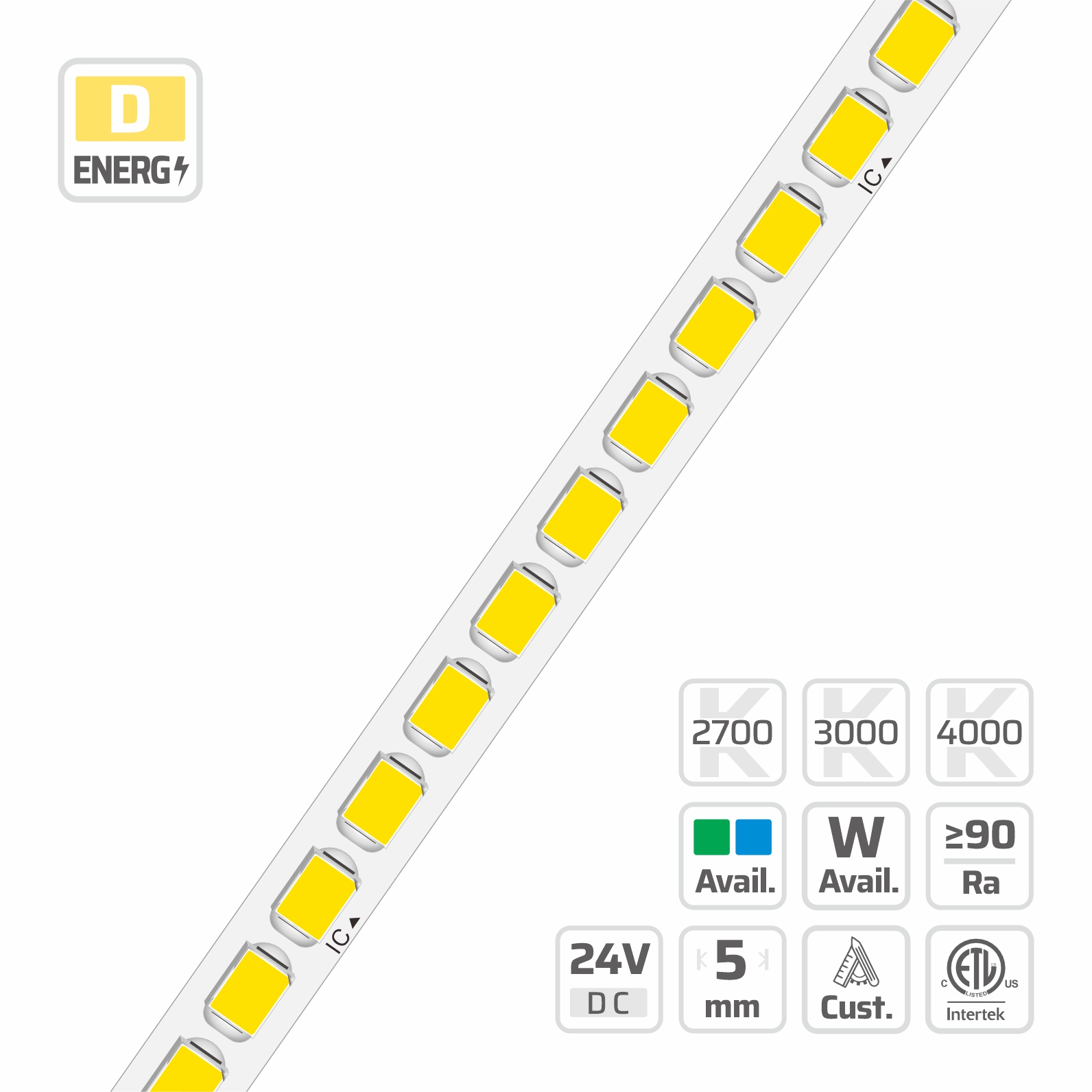 5mm | 24V | 192LEDs | 41.6cut | #14156 | 2835 Ultra-narrow Built-in IC LED strip light