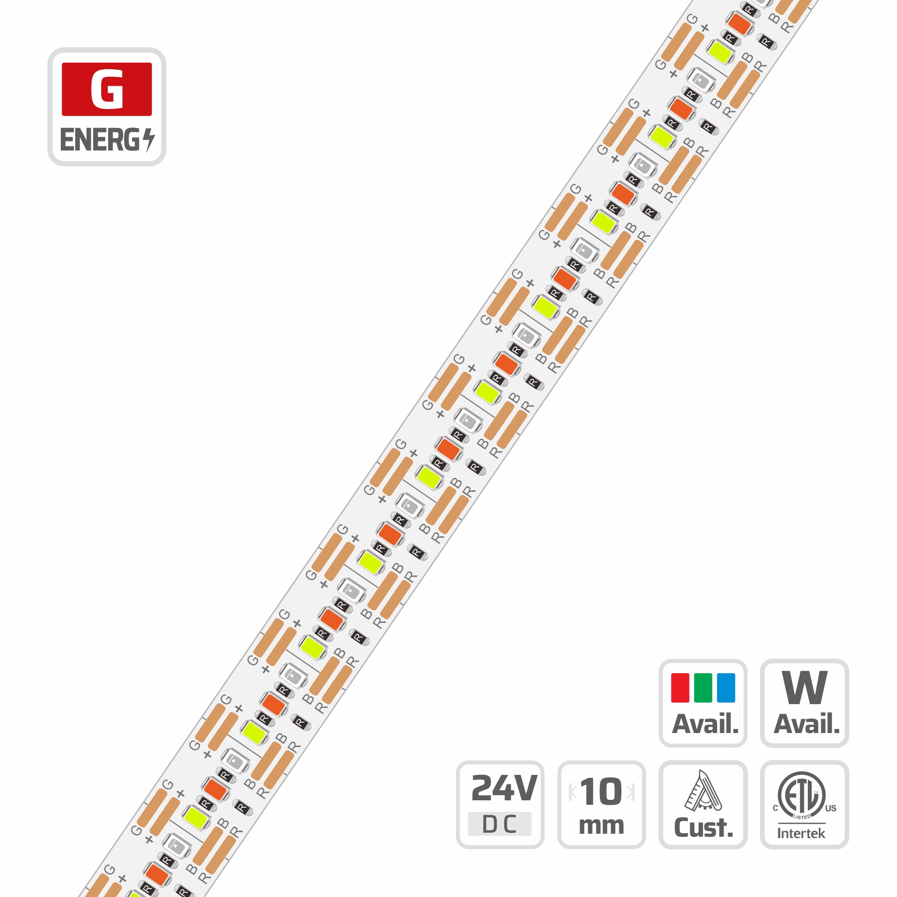 10mm | 24V | 300LEDs | 10mm/cut | #14840 | 2216 Micro-Cut RGB LED strip light