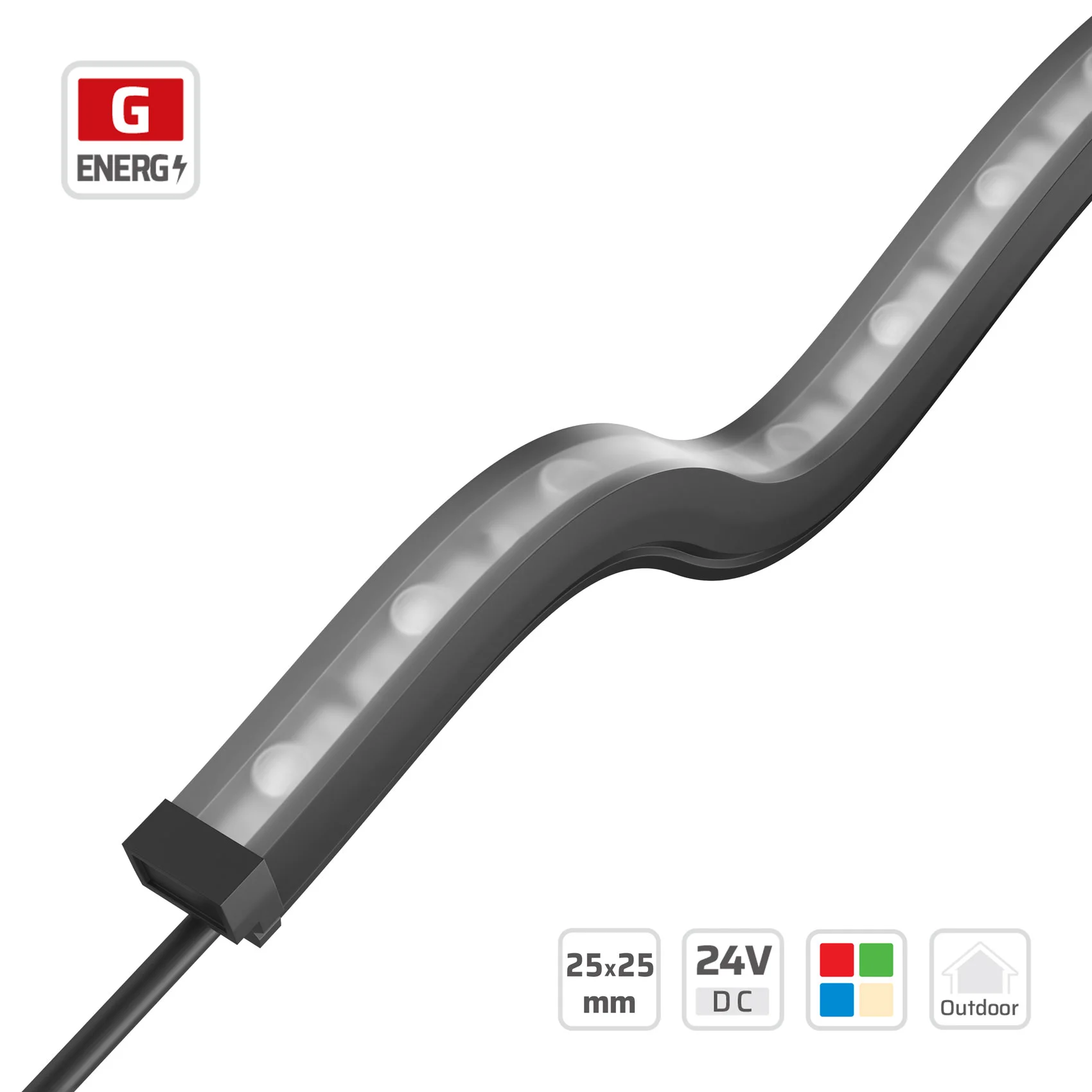 25*25mm | 24V | 24LEDs | 250mm/cut | #14903 | 2525 3D Twistable RGBW LED Strip Light