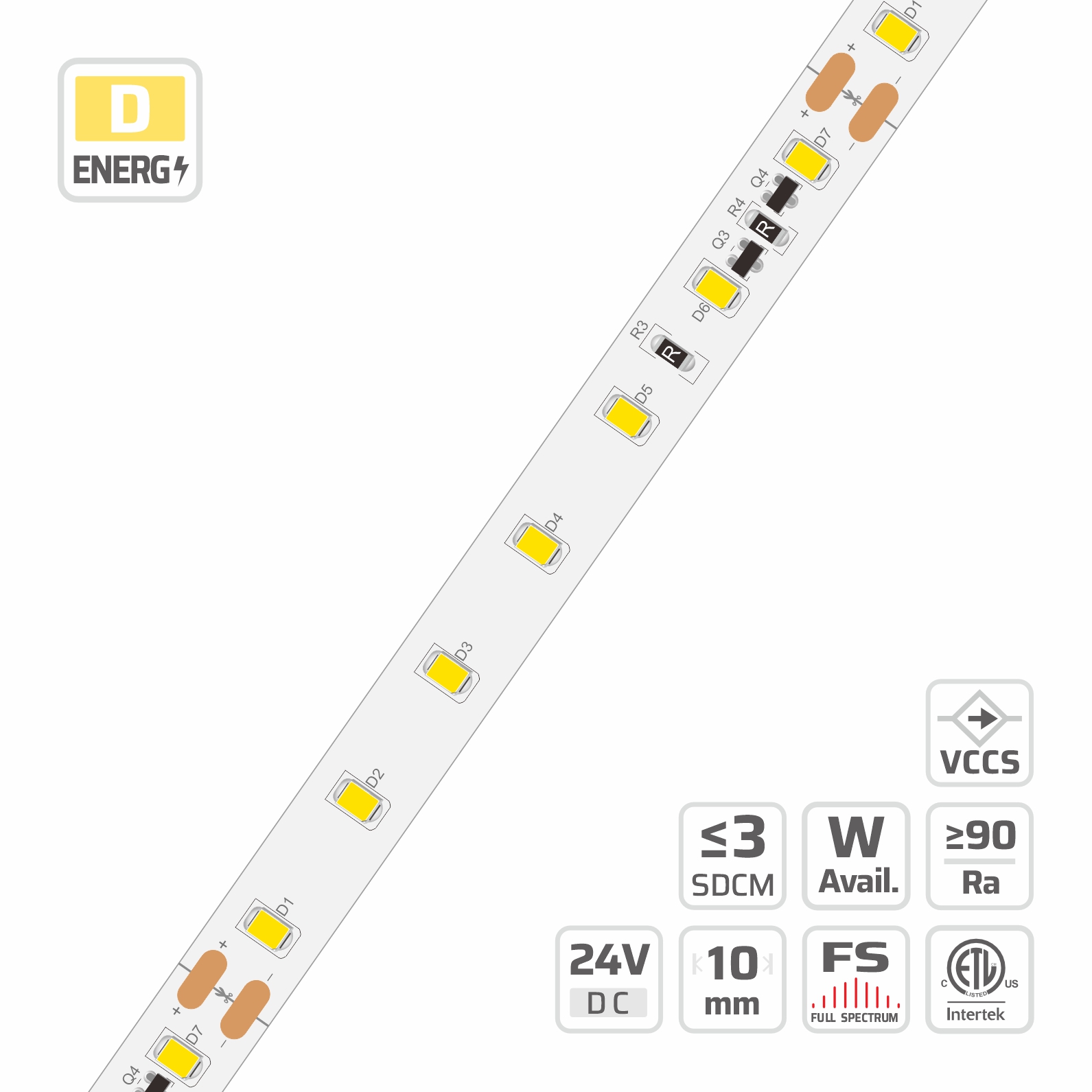 10mm | 24V | 70LEDs | 100cut | #1494 | 2835 High Light Efficacy High Lumen LED Strip
