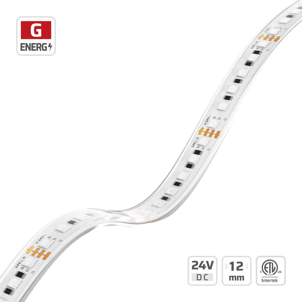 12mm | 24V | 120LEDs | 50mm/cut | #15144-PU | 3838 RGB Boat Strip