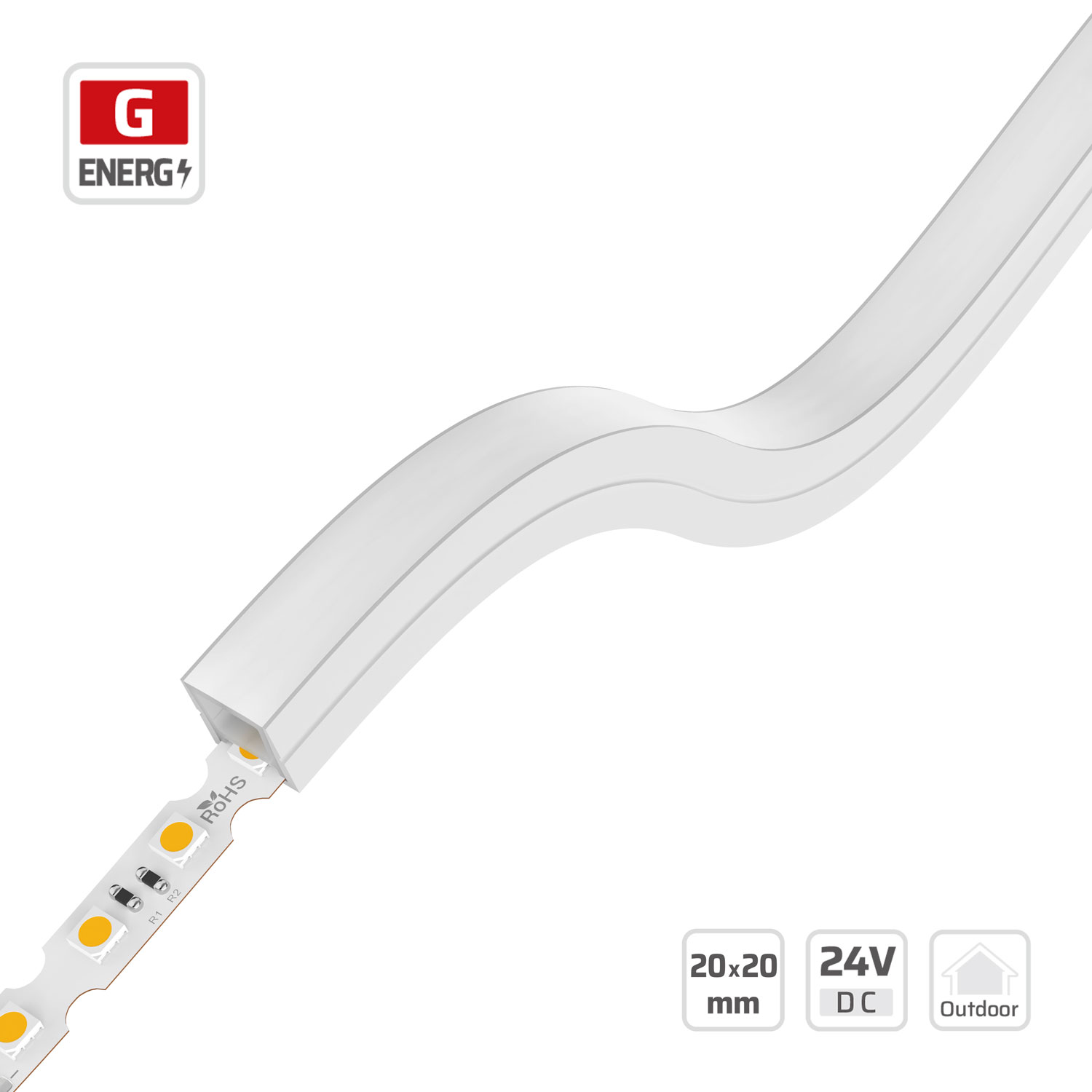 10mm | 24V | 120LEDs | 50mm/cut | #16359 | 20*20 Flexible Linear Neon Light