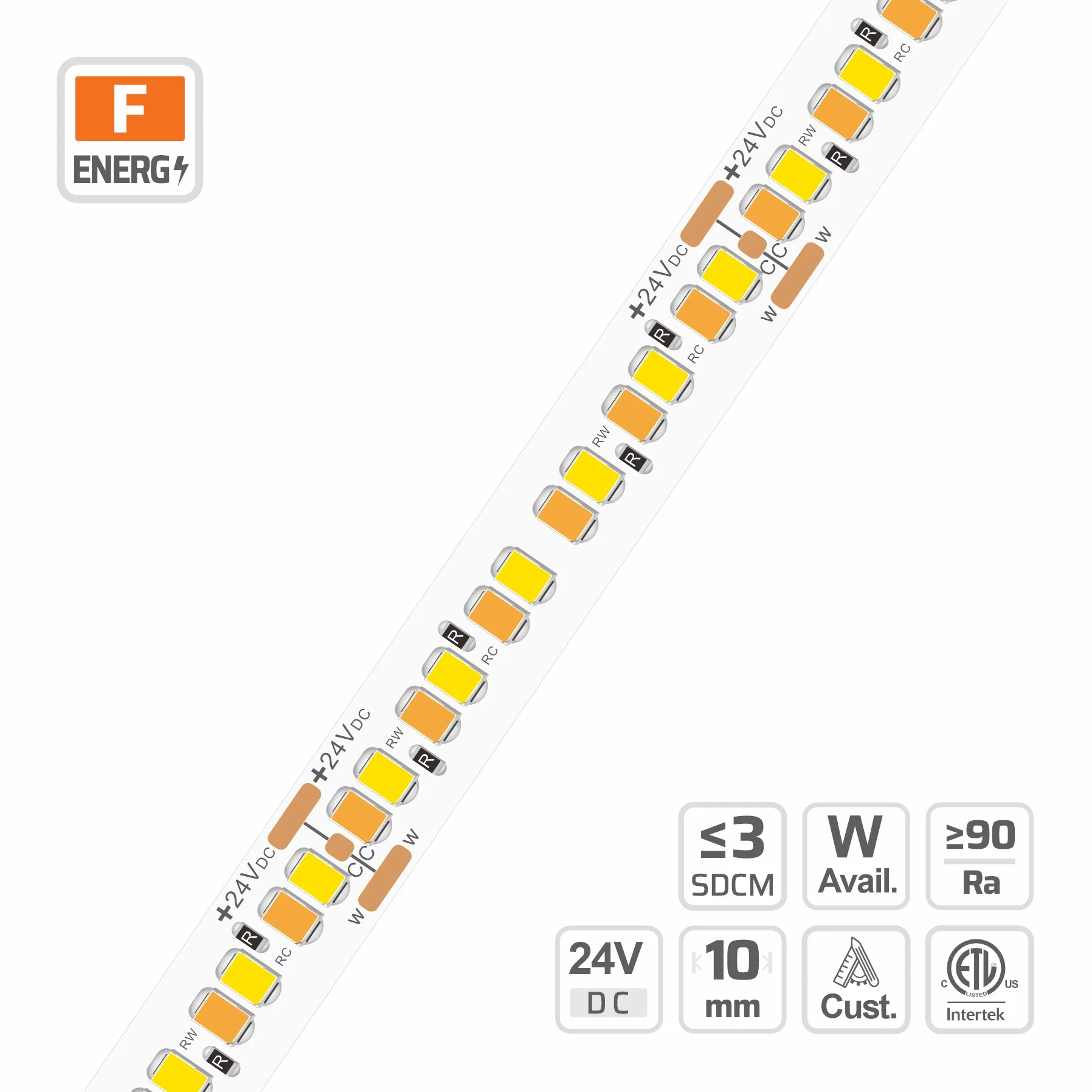 10mm | 24V | 240LEDs | 50mm/cut | #16474 | 2835 CCT Tunable LED strip light