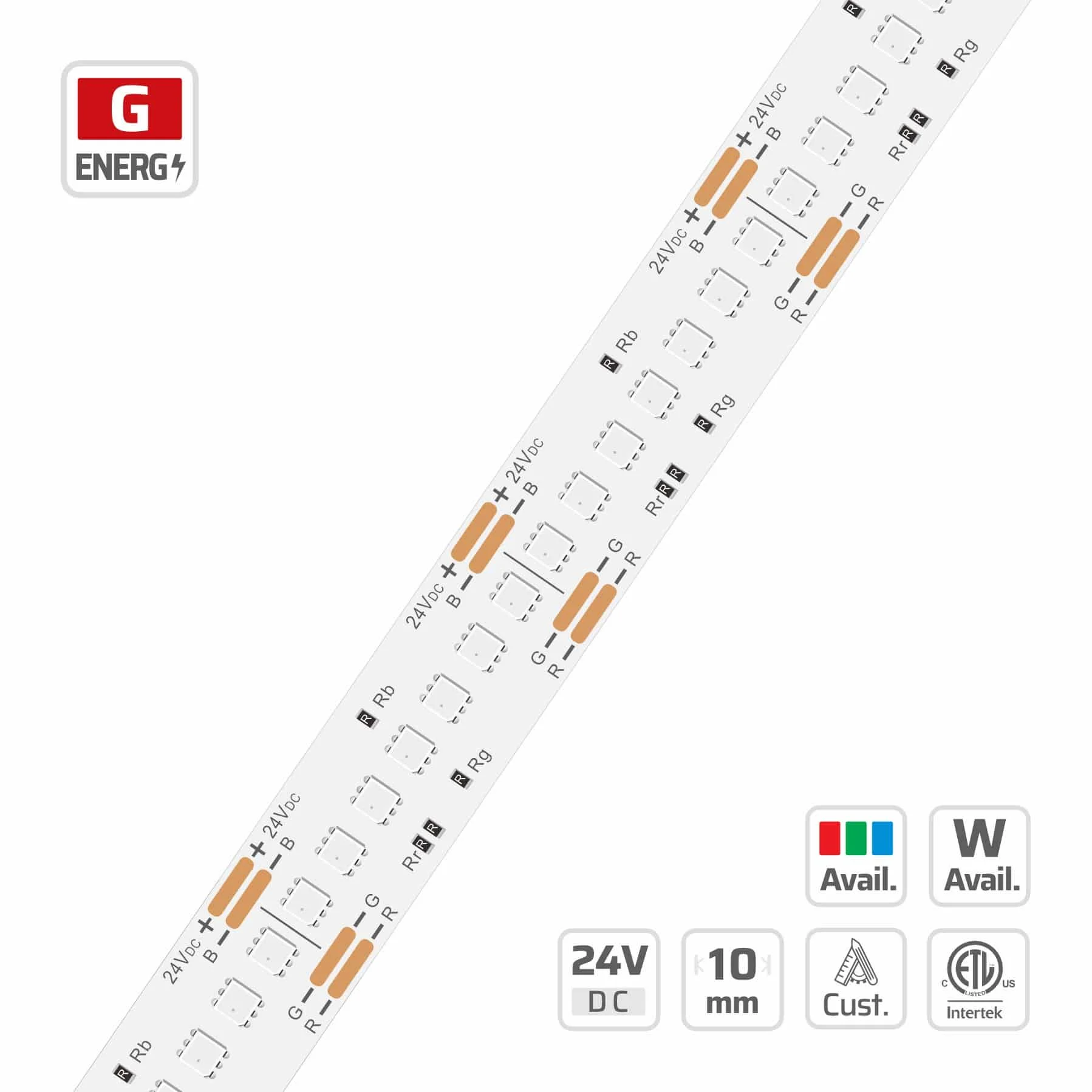 10mm | 24V | 280LEDs | 25mm/cut | #16829-N | 2020 RGB LED Strip