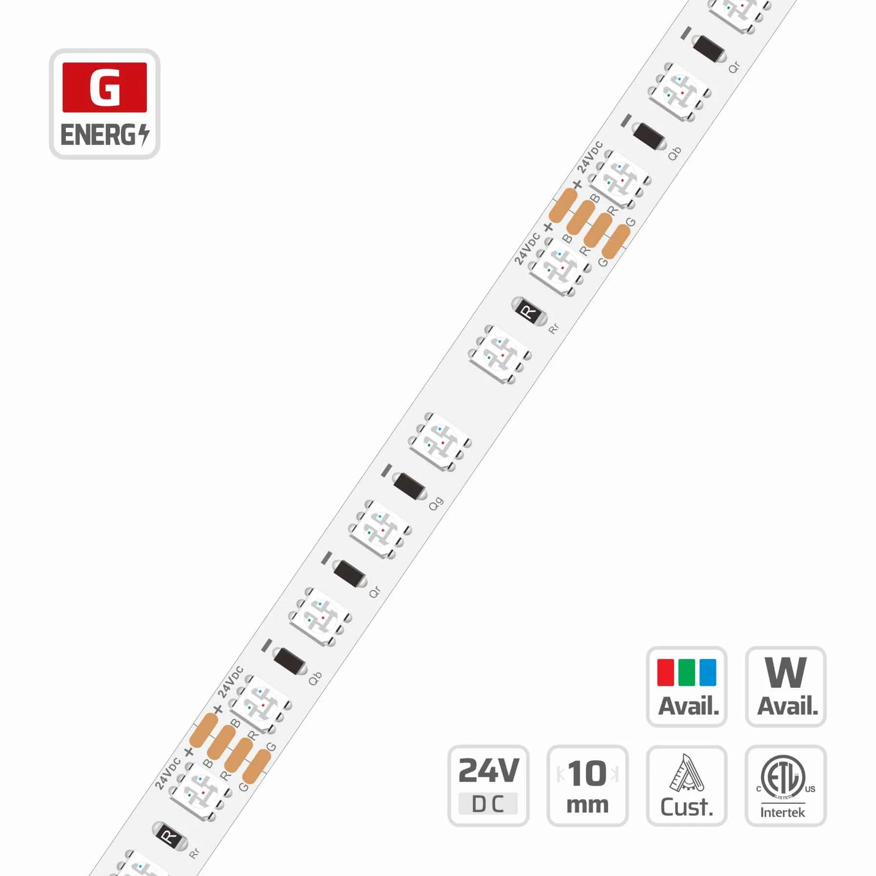 10mm | 24V | 84LEDs | 71.429mm/cut | #16936 | 5050 RGB LED Strip