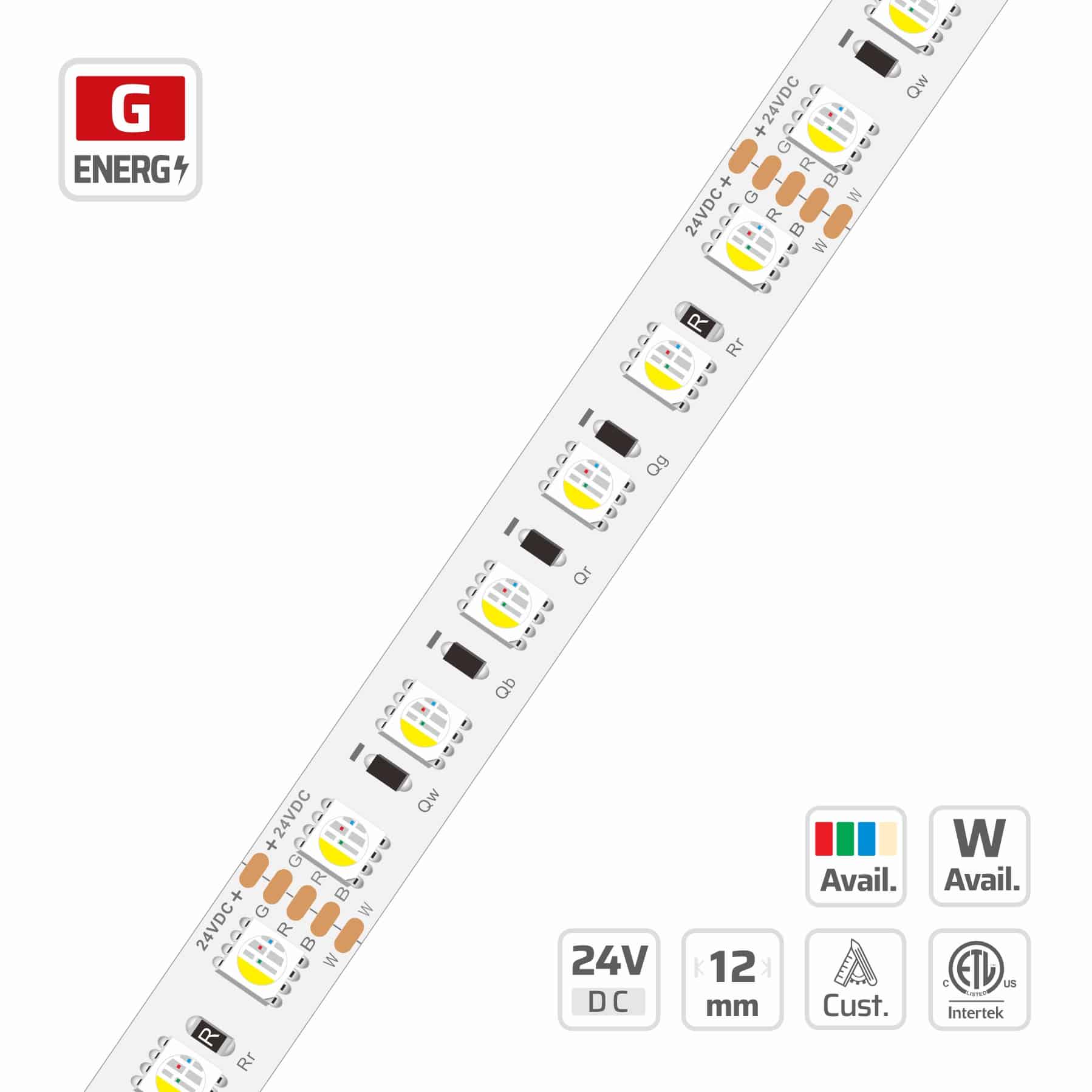 12mm | 24V | 84LEDs | 71.43mm/cut | #16937 | 5050 RGBW LED Strip