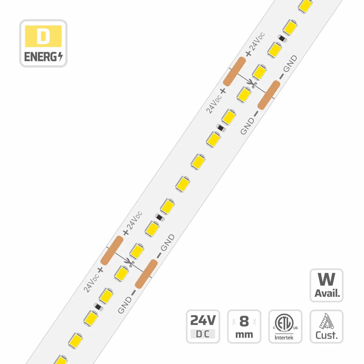8mm | 24V | 256LEDs | 31.25mm/cut | #17000-N | 2216 High Density LED Strip