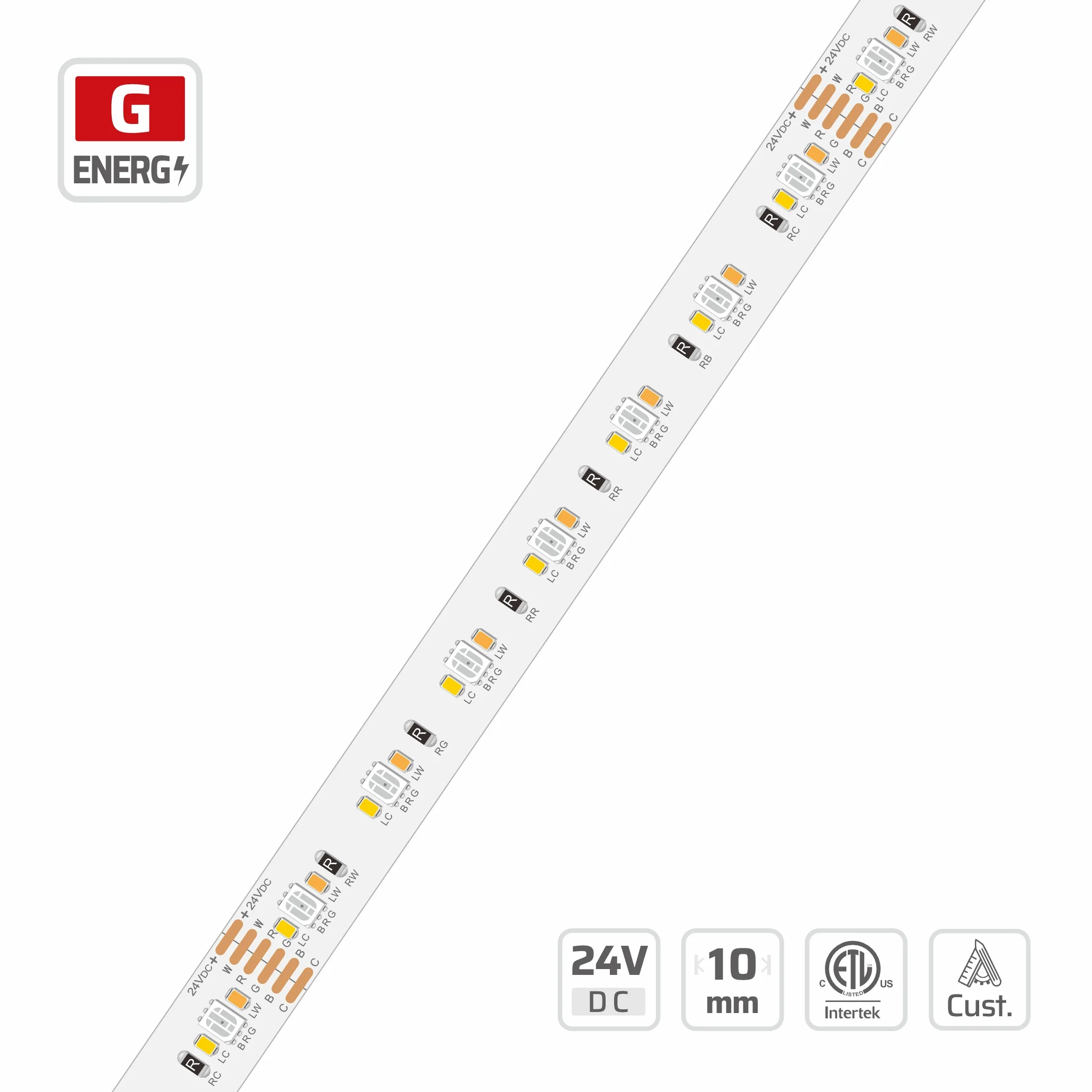 10mm | 24V | 210LEDs | 20W | 100mm/cut | #17305 | 2835+2216 Mixes RGB+W+C Color LED strip light
