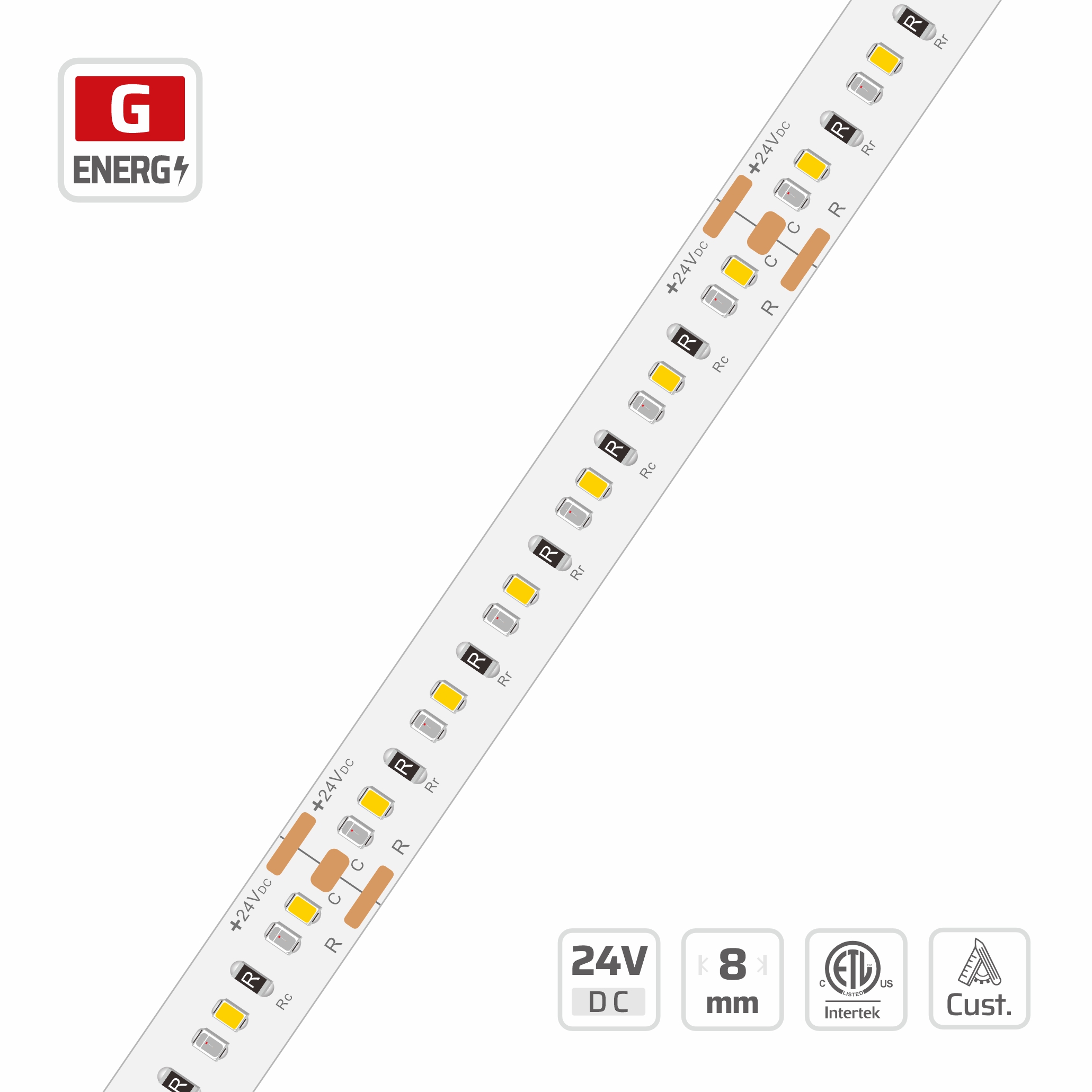 8mm | 24V | 240LEDs | 50mm/cut | #17353 | 2216 Tunable CCT LED Strip Red+White