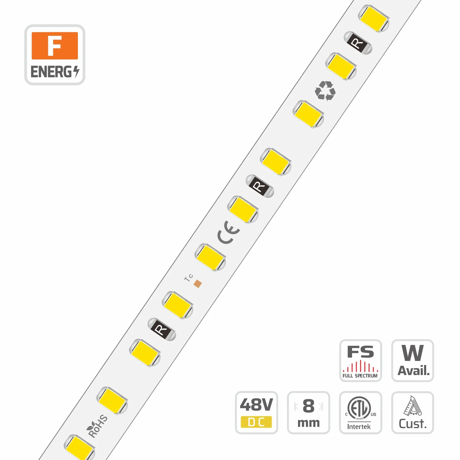 8mm | 48V | 120LEDs | 100mm/cut | #18205 | 2835 High-Efficiency Classic Stable LED Strip