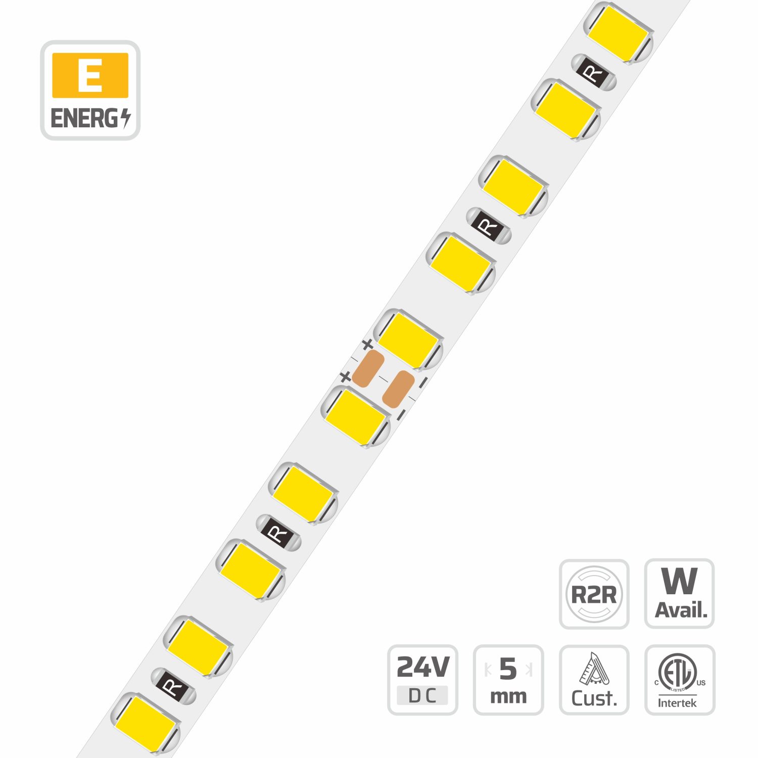 5mm | 24V | 168LEDs | 35.714mm/cut | #16774 | Roll-to-Roll Long Reel LED Strip
