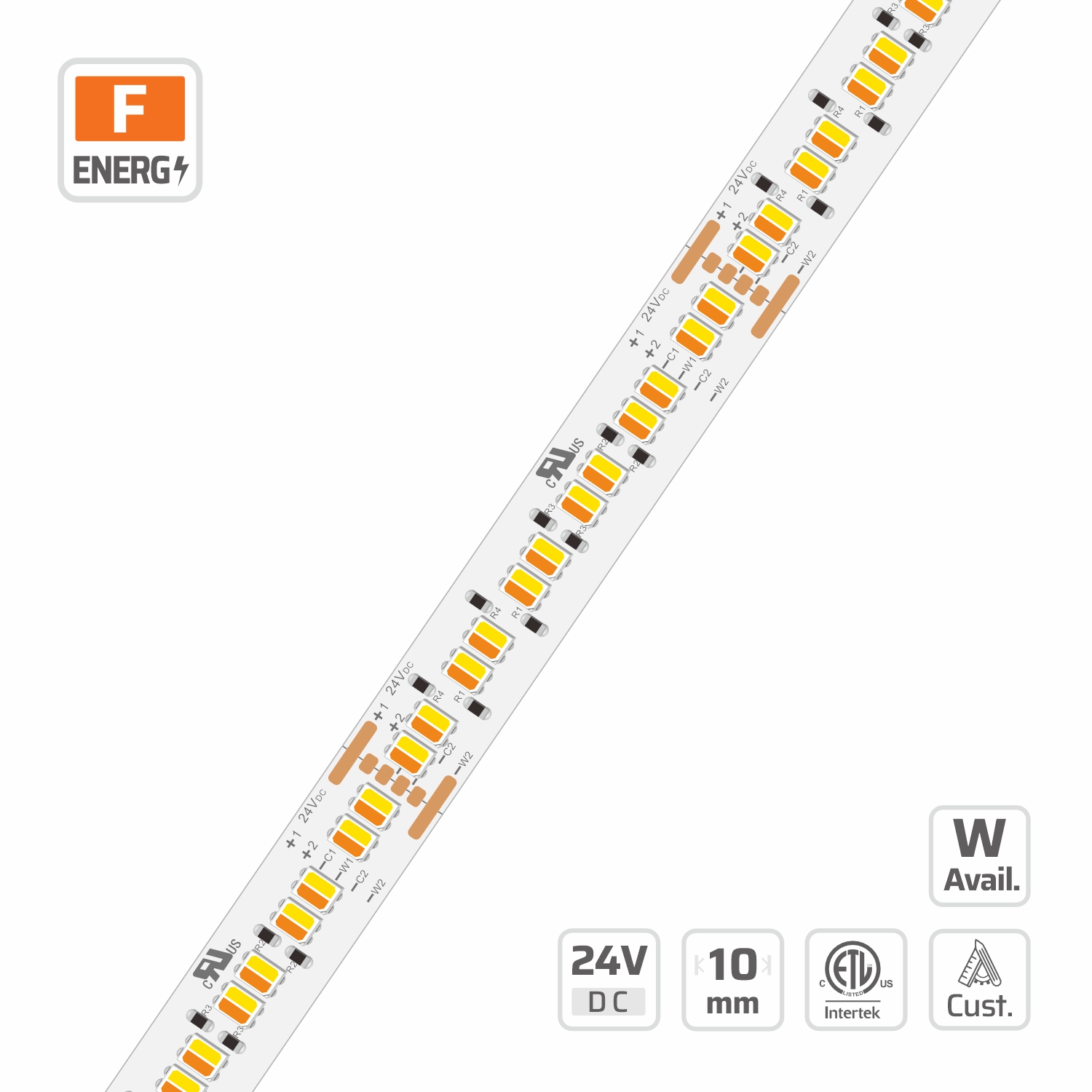 19315 custom led strip — 24V, cuttable every 50mm, 10mm FPCB width, 2835 LEDs, 240 LEDs/m