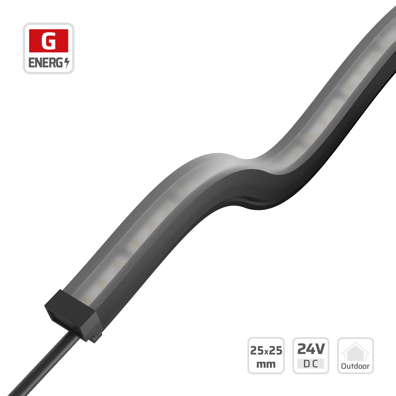 25x25mm | 24V | 144LEDs | 41.66mm/cut | #1942 | 2525 Flexible Linear Neon light
