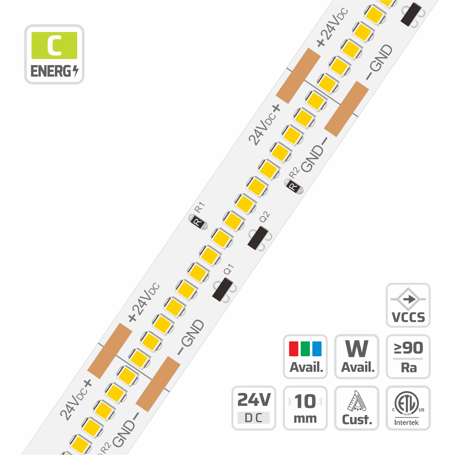 10mm | 24V | 416LEDs | 38.5cut | #9426 | 2216 C.C. High Lumen Ultra- Density High Light Efficacy LED Strip Light