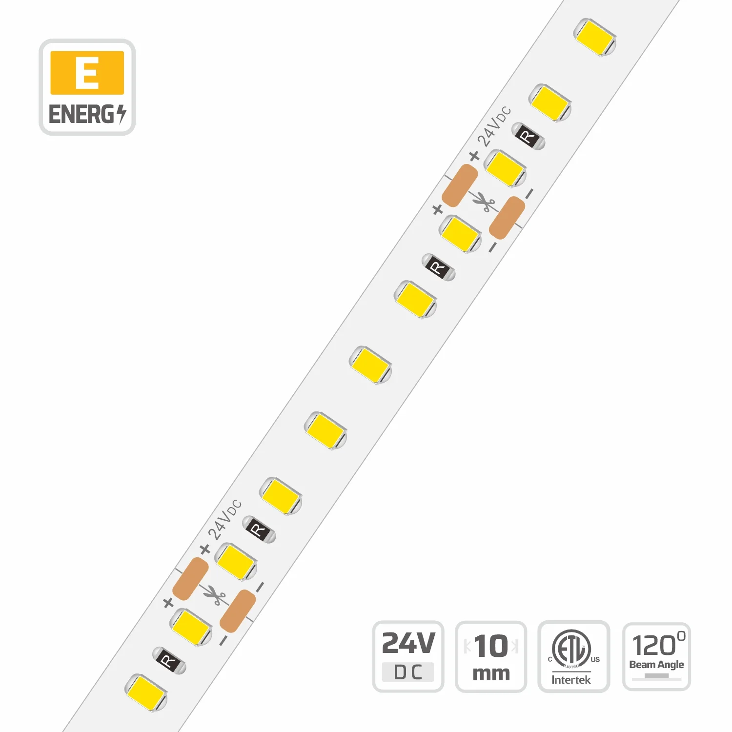 10mm | 24V | 120LEDs | 50mm/cut | #2176-Yellow | 2835 Gold Yellow Special LED strip light