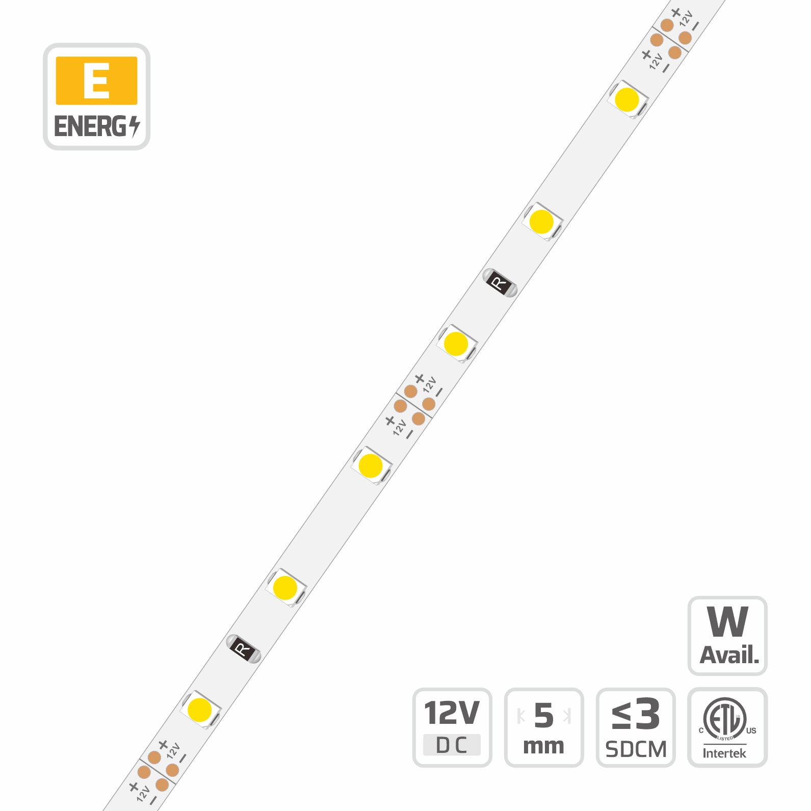 5mm | 12V | 60LEDs | 50cut | #2296 | 3528 Ultra-Narrow LED Strip Light