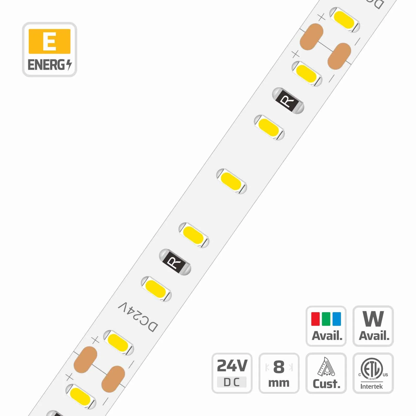 8mm | 24V | 120LEDs  | 50cut | #2416 | 3014 Classic LED Strip Light