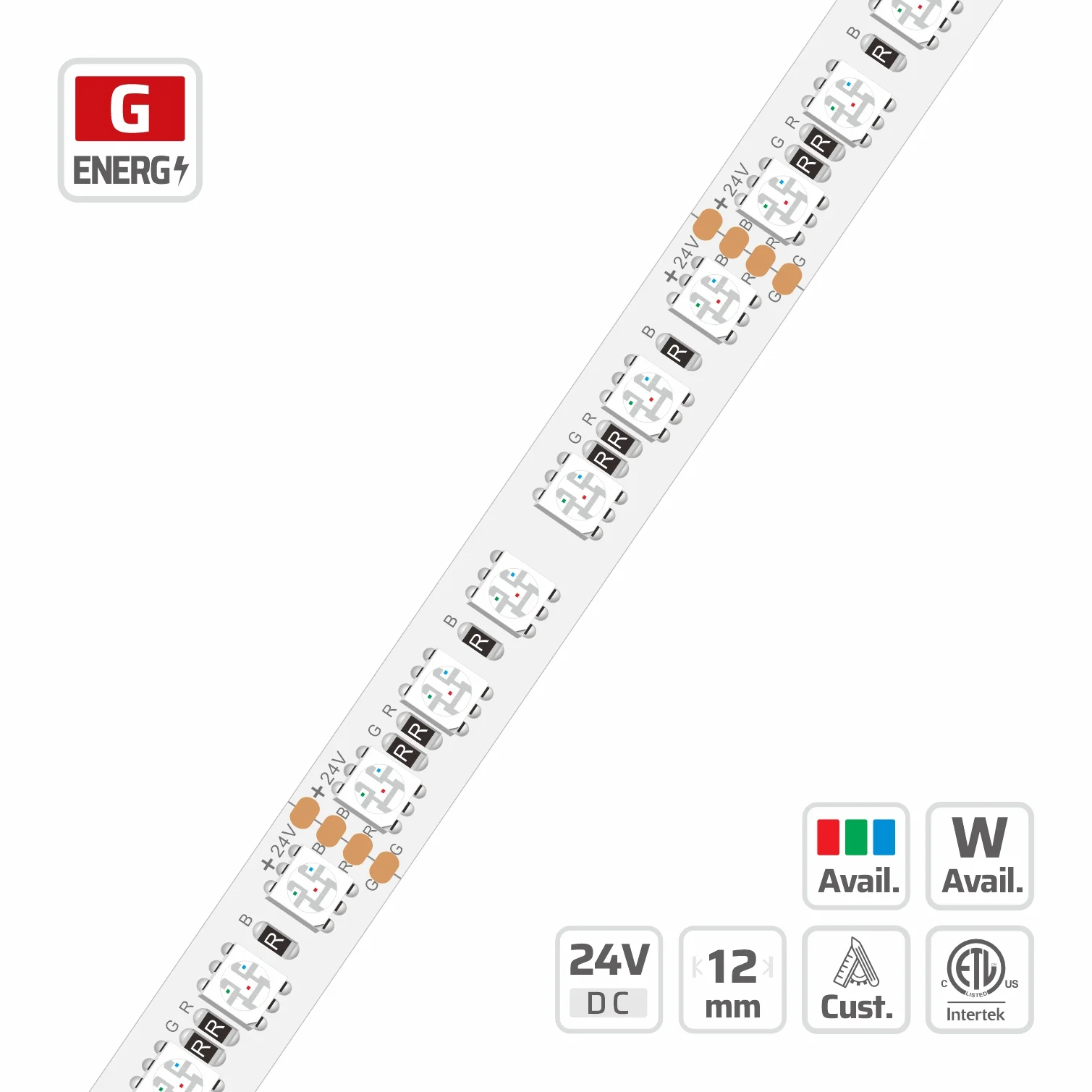12mm | 96LEDs | 24V | 62.5mm/cut | #2496 | Super Bright 5050 RGB LED Strip