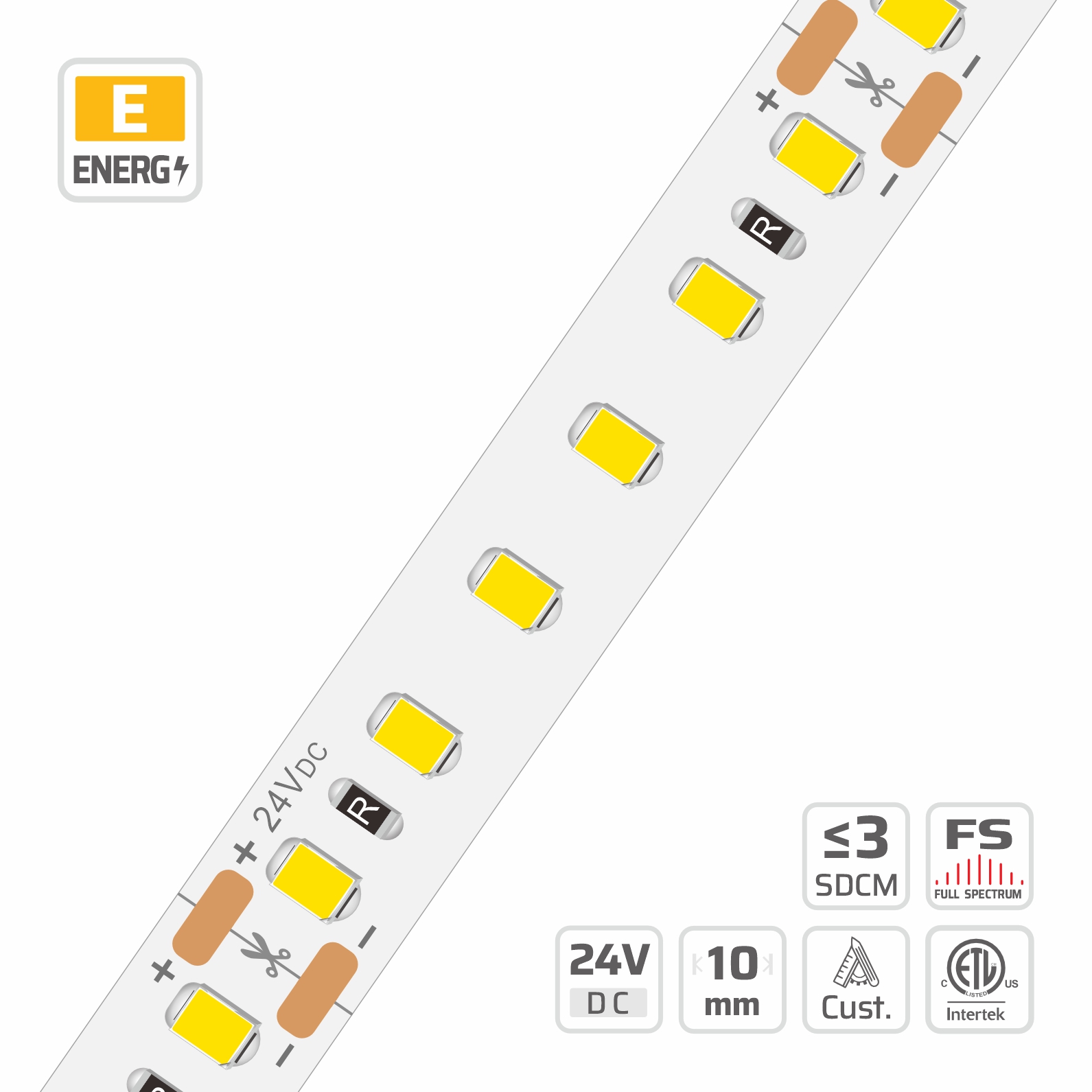 10mm | 24V | 120LEDs | 50cut | #2176 | 2835 Classic LED Strip Light