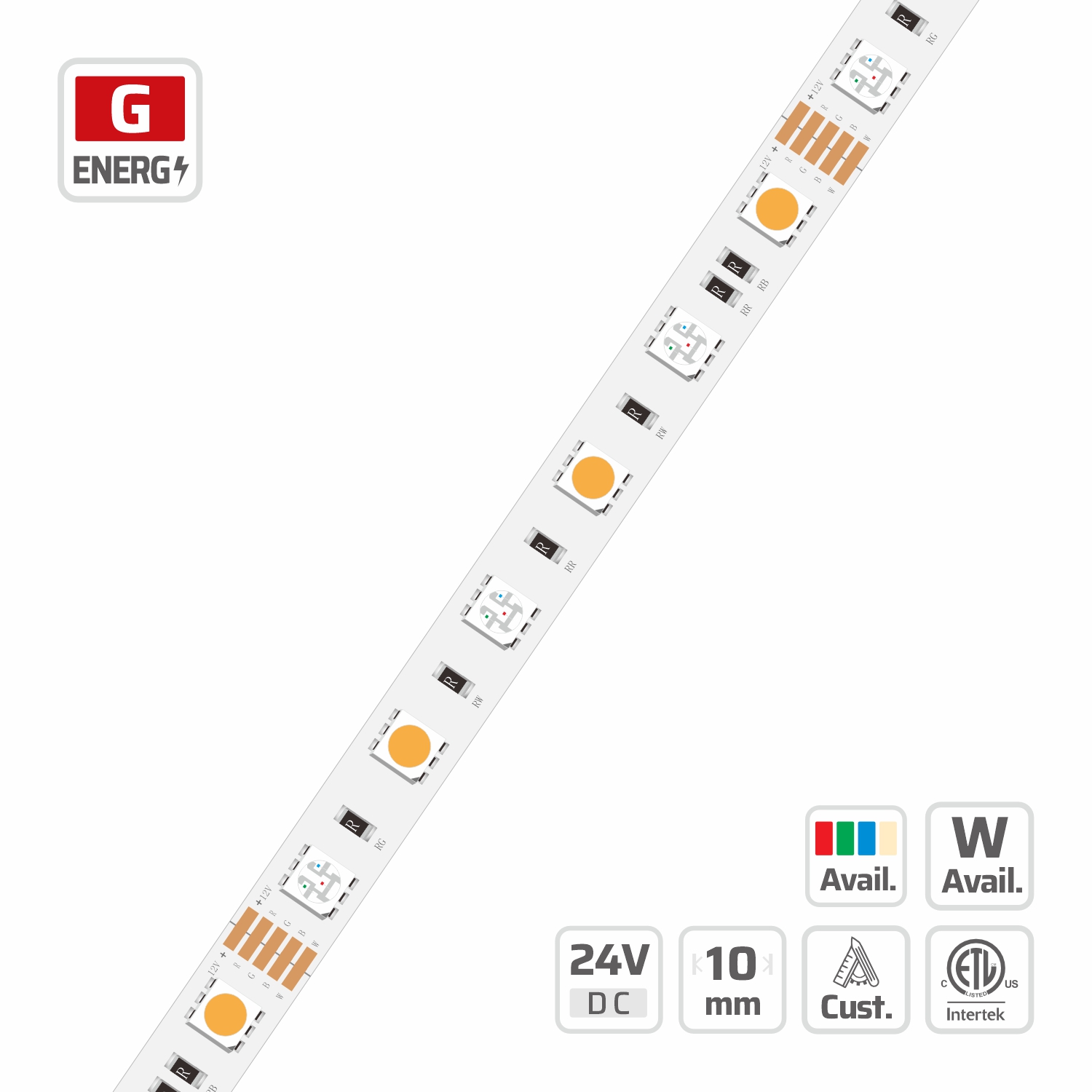 10mm | 12V | 60LEDs | 100mm/cut | #8948 | 5050 RGBW LED Strip Light