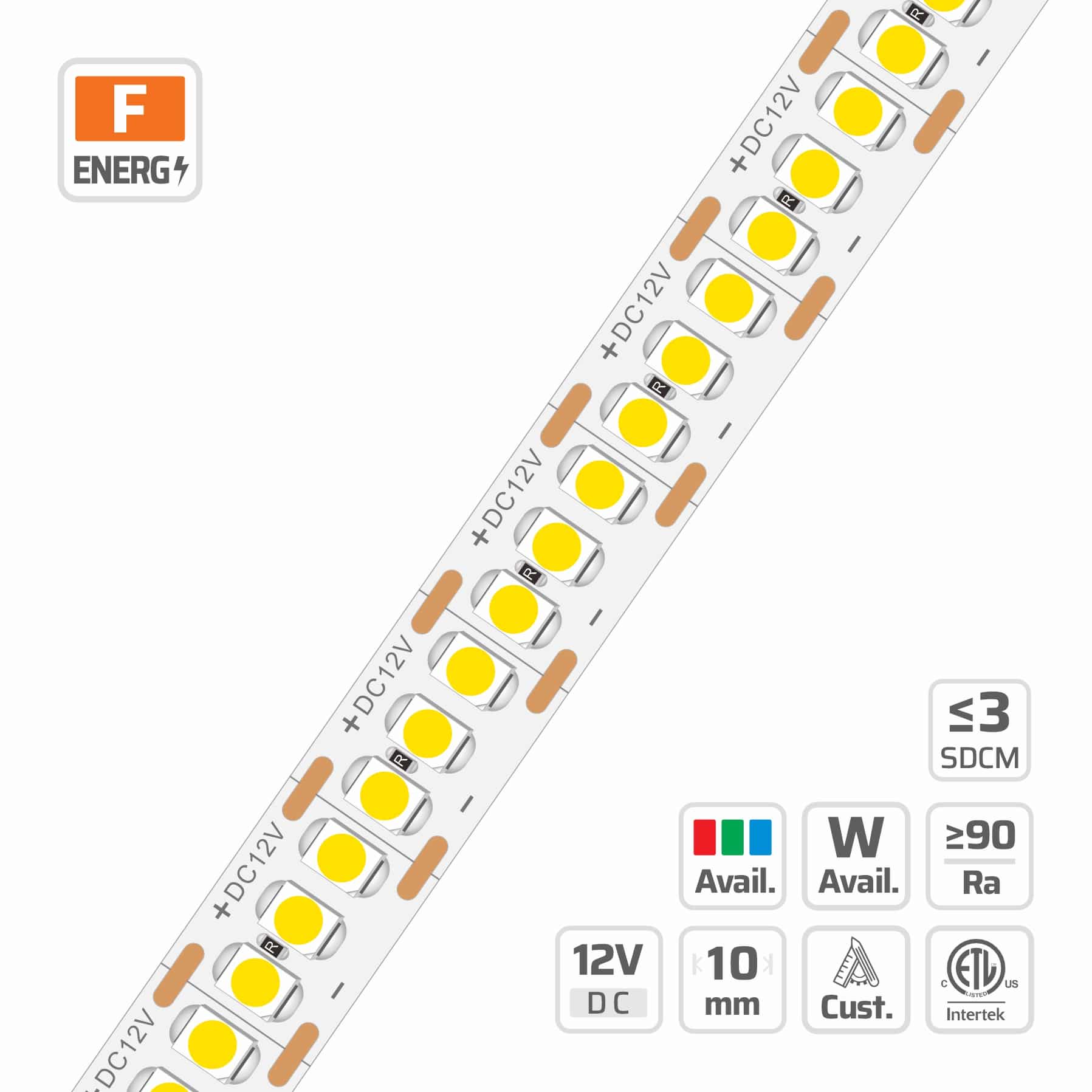 10mm | 12V | 240LEDs | 12.5cut | #2714 | 3528 Ultra-density Micro-Cut LED strip light