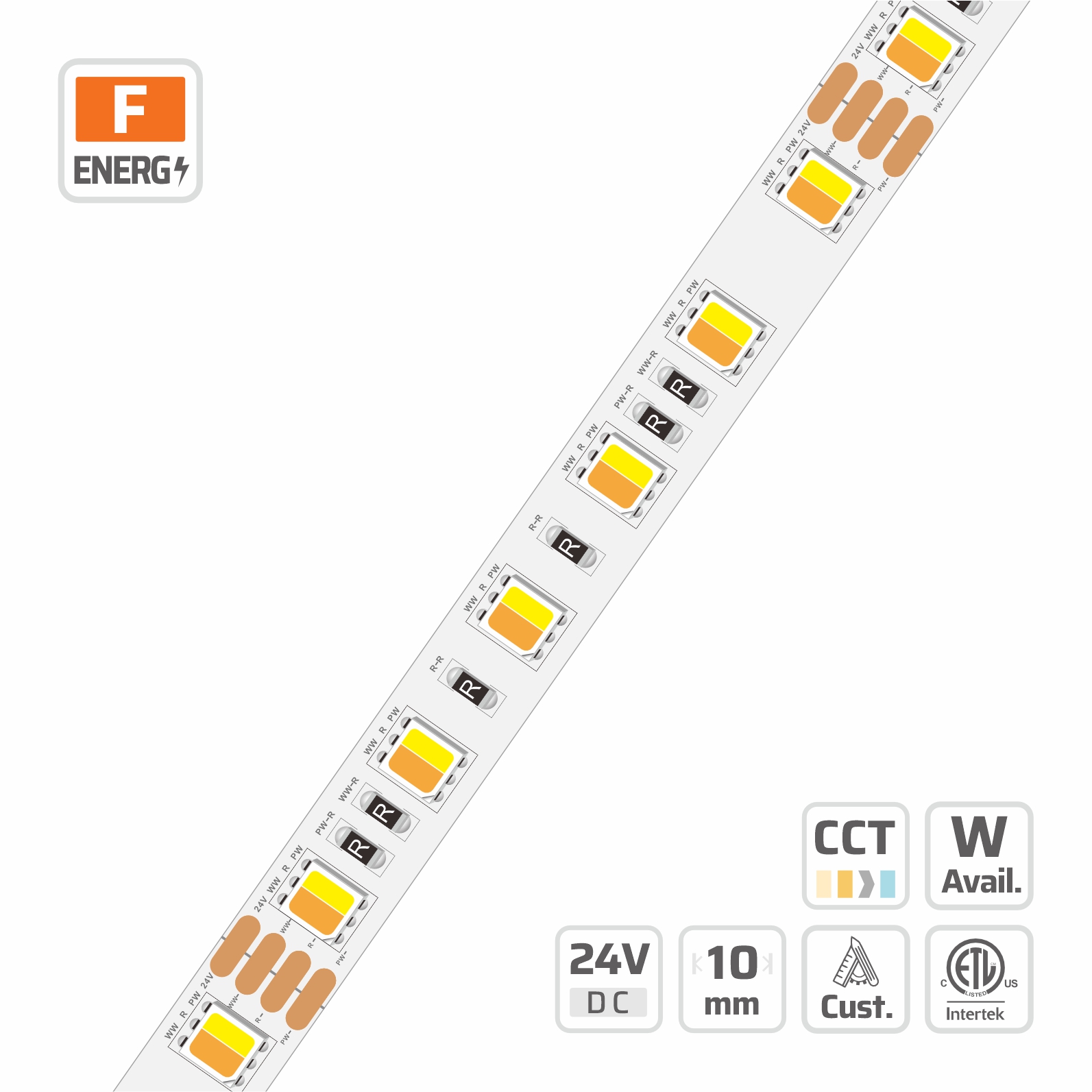 10mm | 24V | 72LEDs | 83.33mm/cut | #2809-food | 5050 Special LED Strip Light