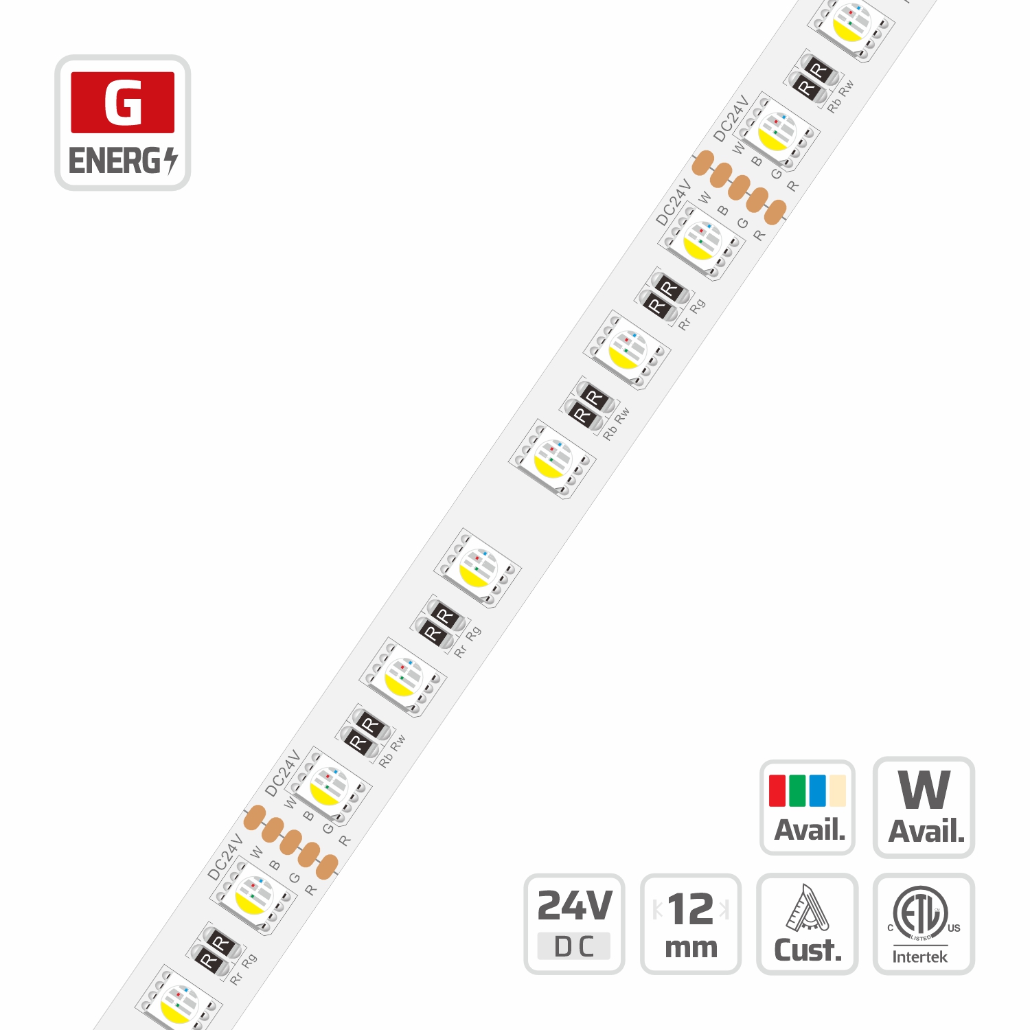 12mm | 24V | 72LEDs | 83.3mm/cut | #2432 | 5050 RGBW LED Strip Light