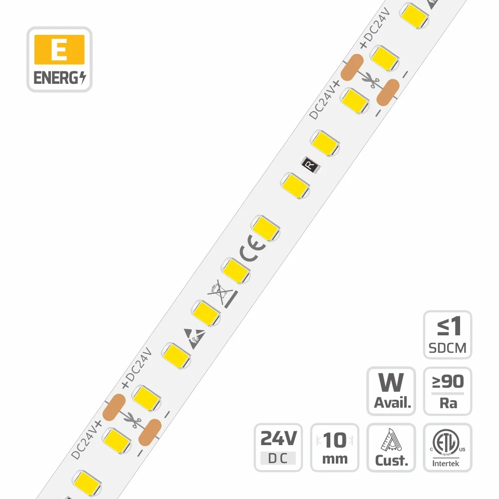 3015-B 2835 — 24V, cuttable every 62.5mm, 10mm FPCB width, 2835 LEDs, 128 LEDs/m