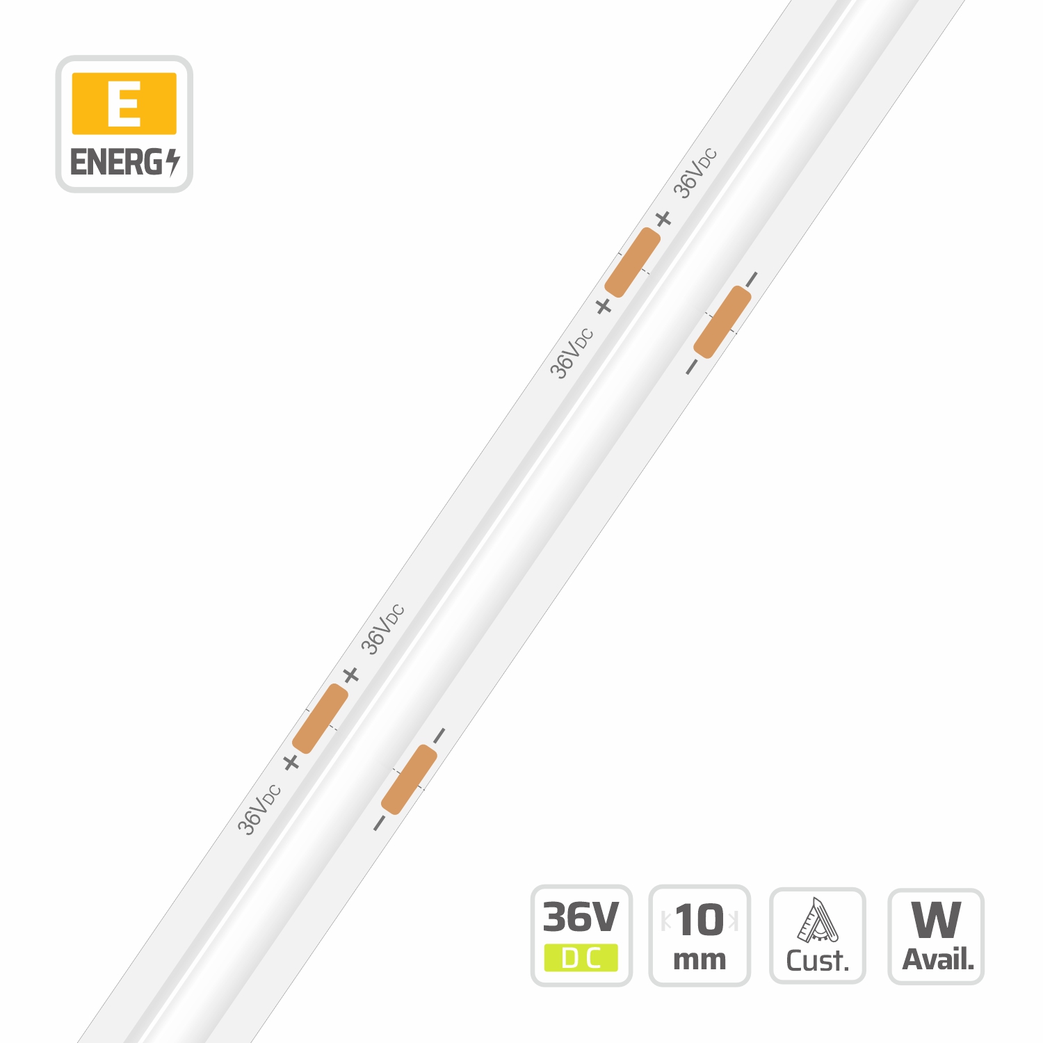 10mm | 8m | 312LEDs | 38.46cut | #15098 | 36V SOB Strip C.V. version