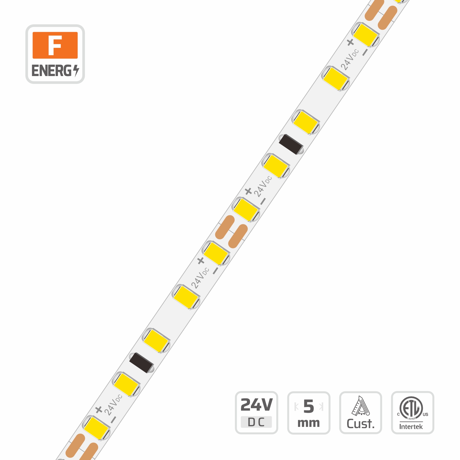 20441 · long led strip · 24V · cuttable 41.667 20441 long led strip — 24V, cuttable every 41.667, 5mm FPCB width, 2835 LEDs, 120 LEDs/m