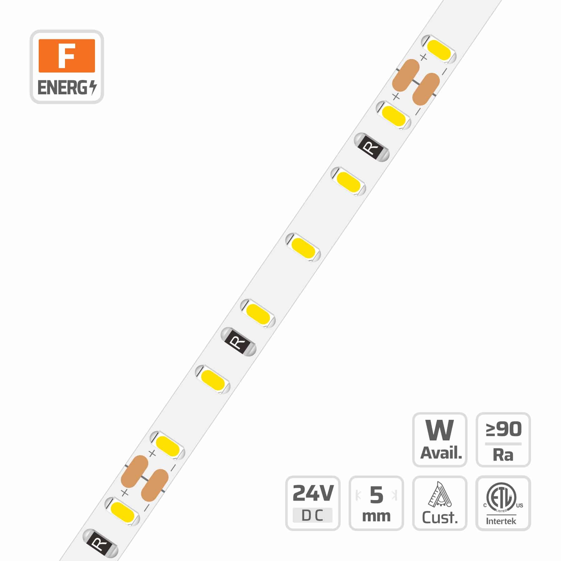 5mm | 24V | 120LEDs  | 50cut | #3460U | 3014 Classic LED Strip Light