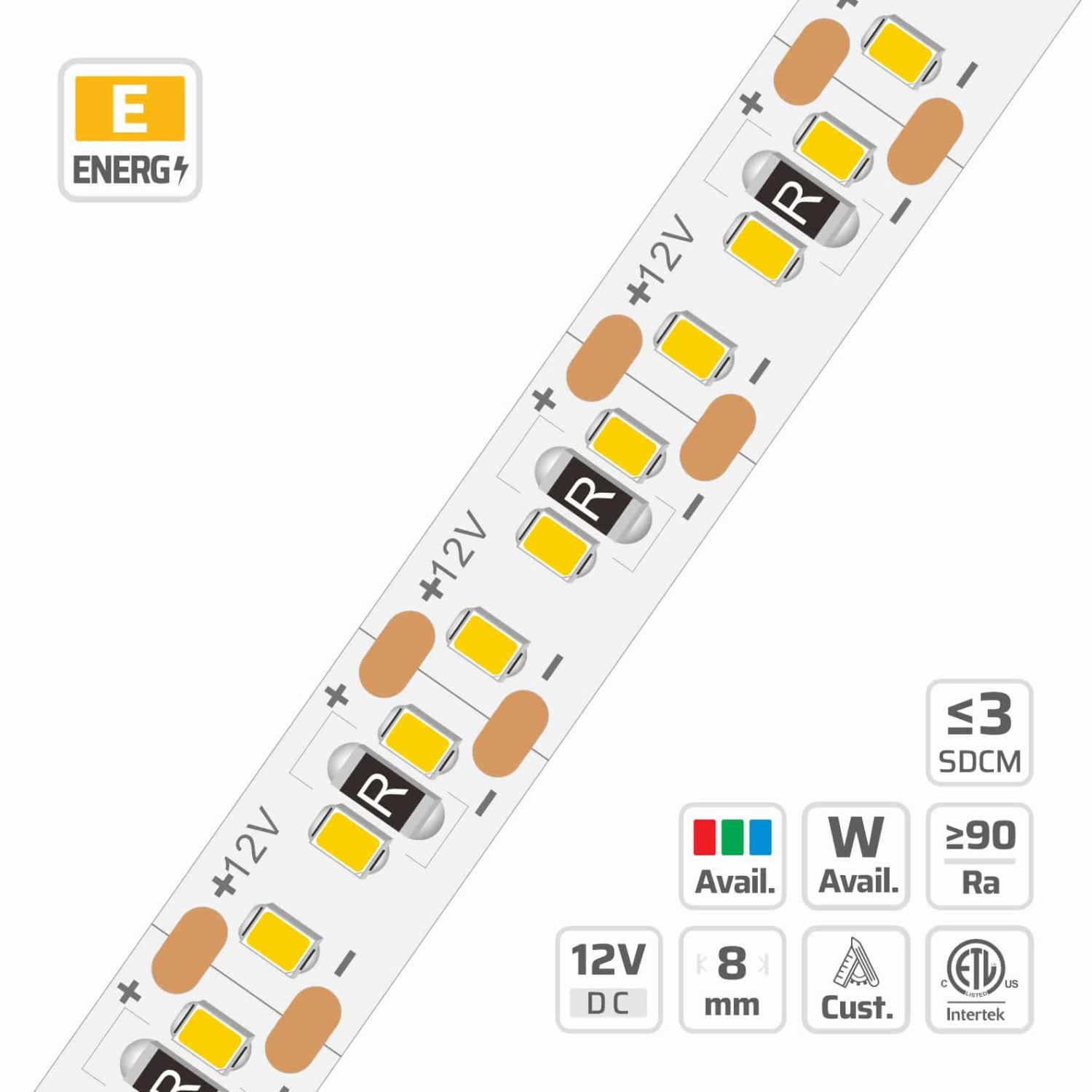8mm | 12V | 240LEDs | 12.5mm/cut | #2802 | 2216 Ultra-density LED strip light
