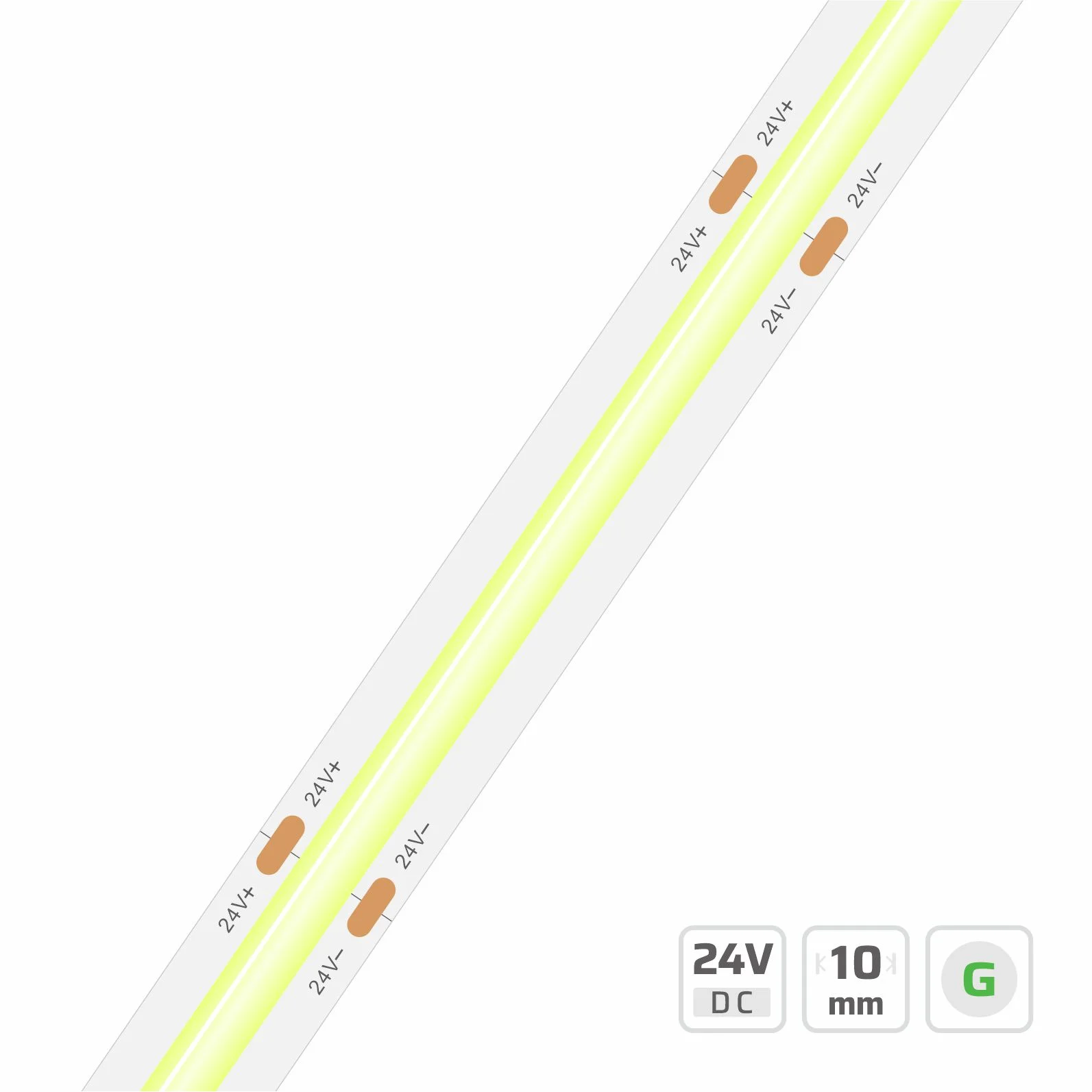 10mm | 24V | 360LEDs | 50mm/cut | #360-G | COB LED strip light