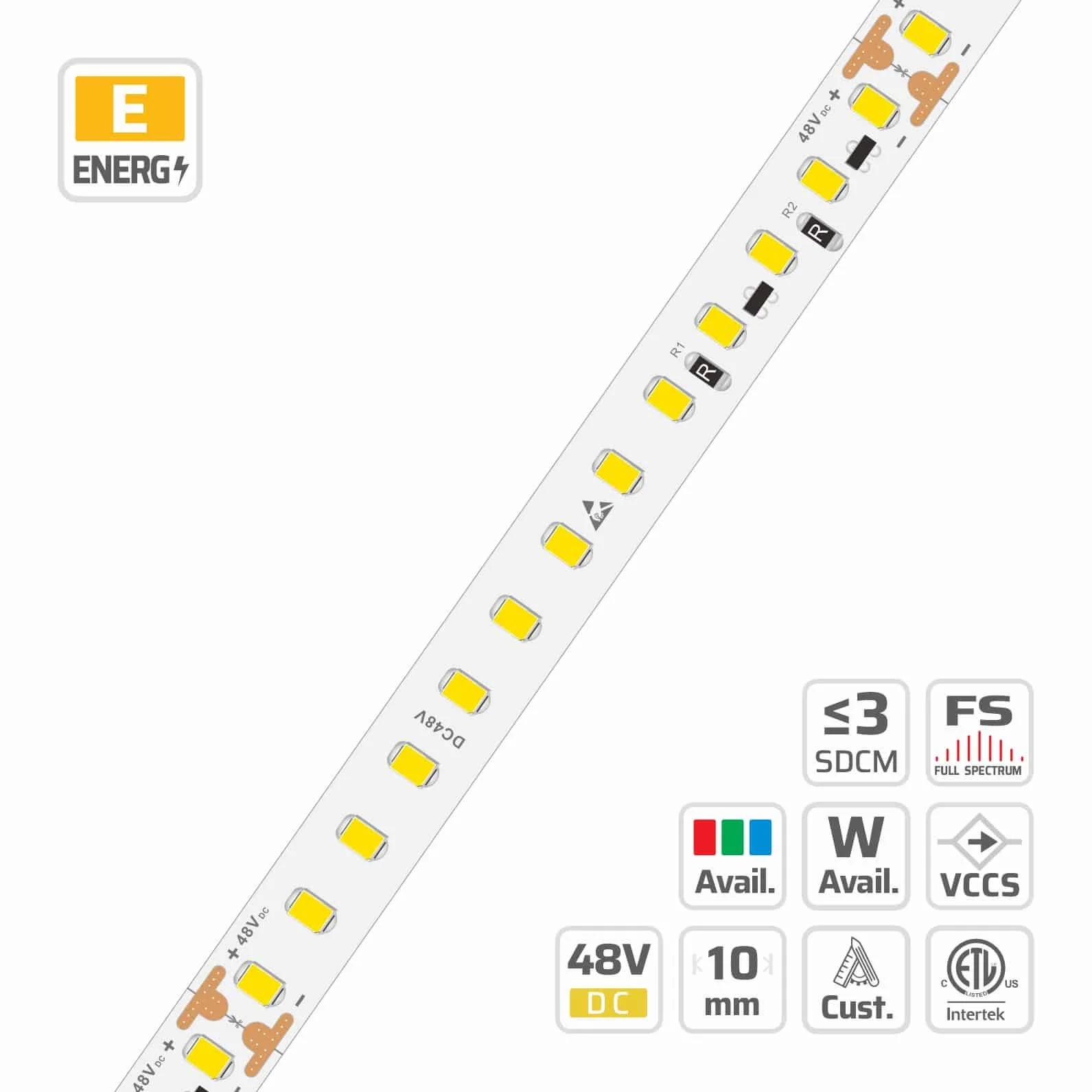10mm | 48V | 130LEDs | 100mm/cut | #3960 | 2835 LED Strip Light