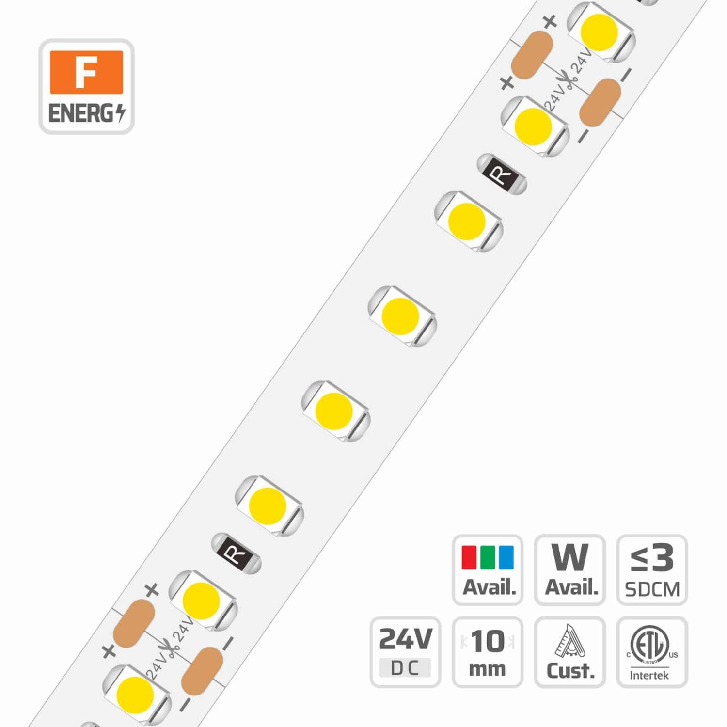 10mm | 24V | 120LEDs | 50cut | #2174 | 3528 Classic LED Strip Light