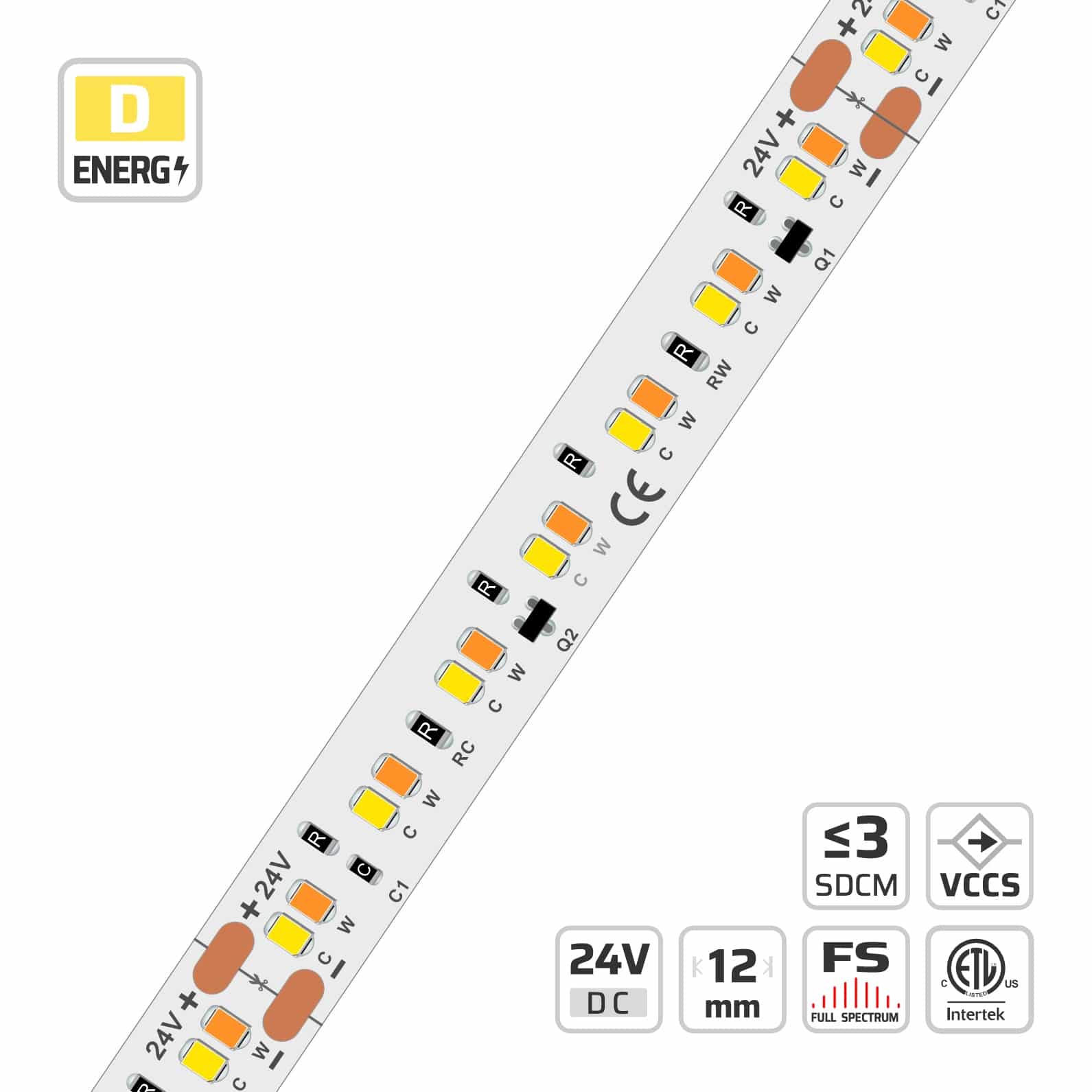 12mm | 24V | 168LEDs | 83.3mm/cut | #5462 | 2835 Dim to Warm LED Strip Light