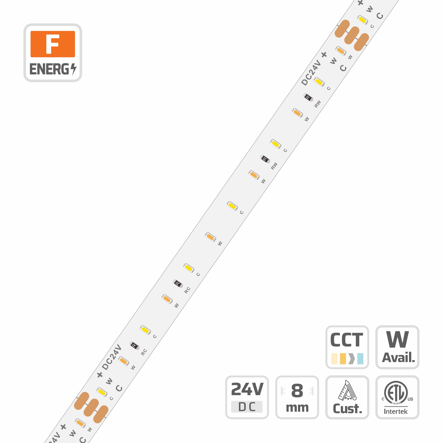 8mm | 24V | 120LEDs | 100mm/cut | #6017 | 2110 CCT LED Strip Light