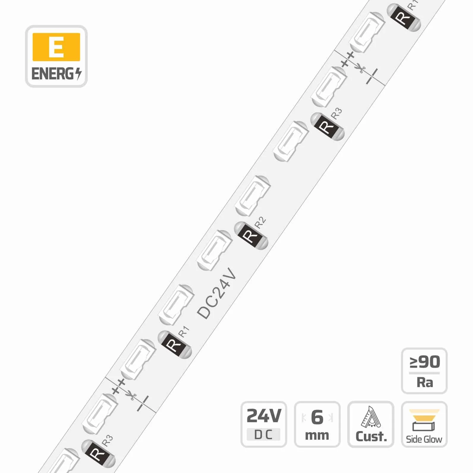 6mm | 24V | 156LEDs  | 38.46cut | #4271 | 3014 Side View LED Strip Light