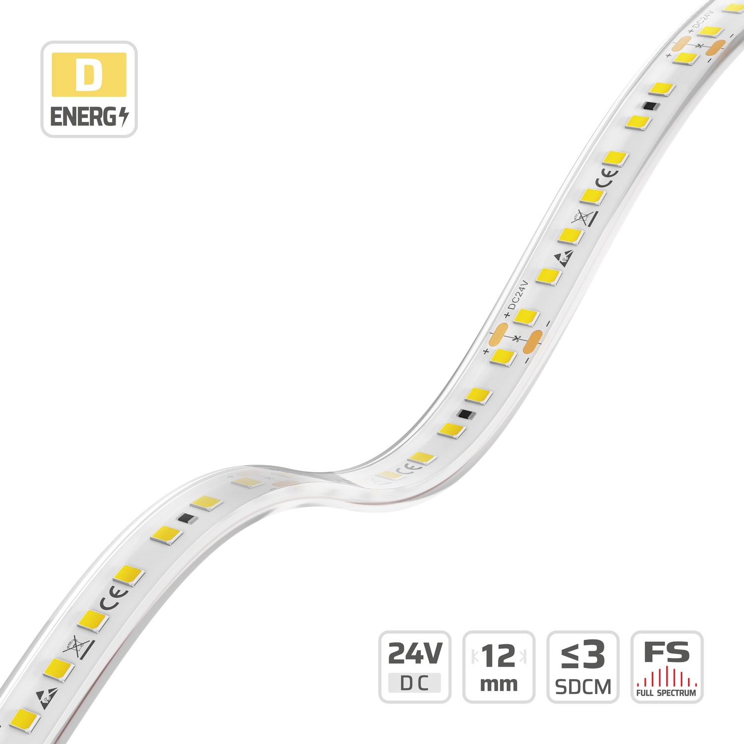 12mm | 24V | 128LEDs | 62.5mm/cut | #3015-PU | 2835 High Light Efficacy High Lumen PU LED Strip