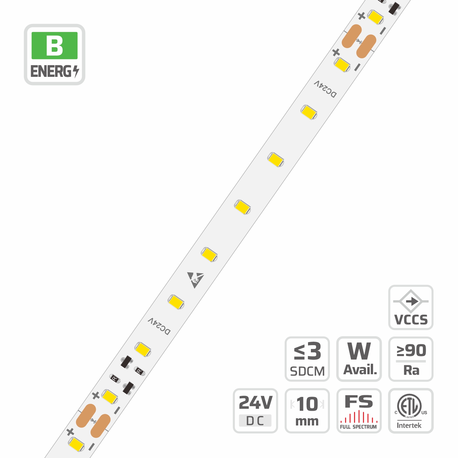 10mm | 24V | 64LEDs | 125cut | #4493 | 2835 High Light Efficacy High Lumen LED Strip