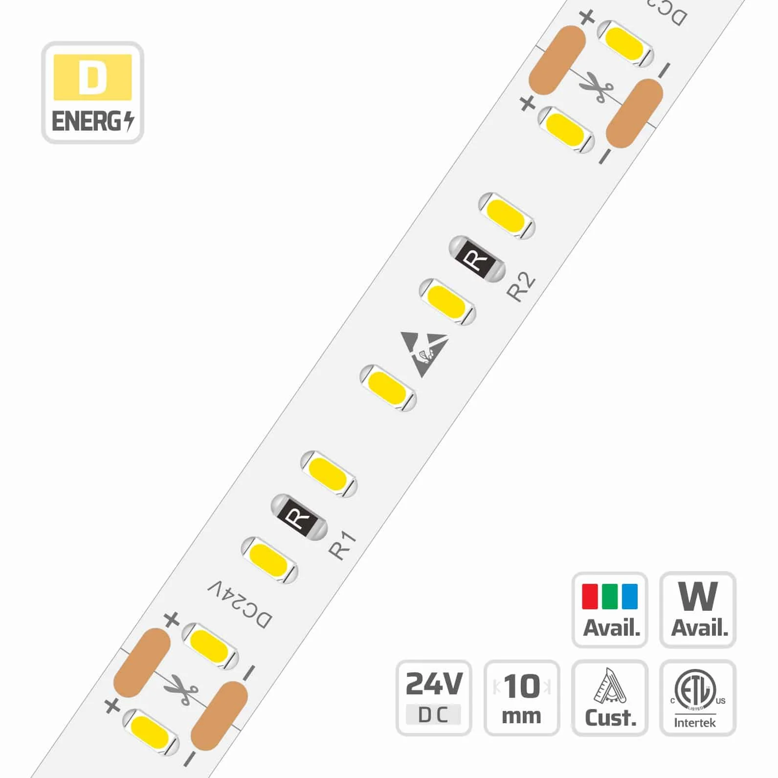 10mm | 24V | 140LEDs  | 50cut | #4524 | 3014 Classic LED Strip Light