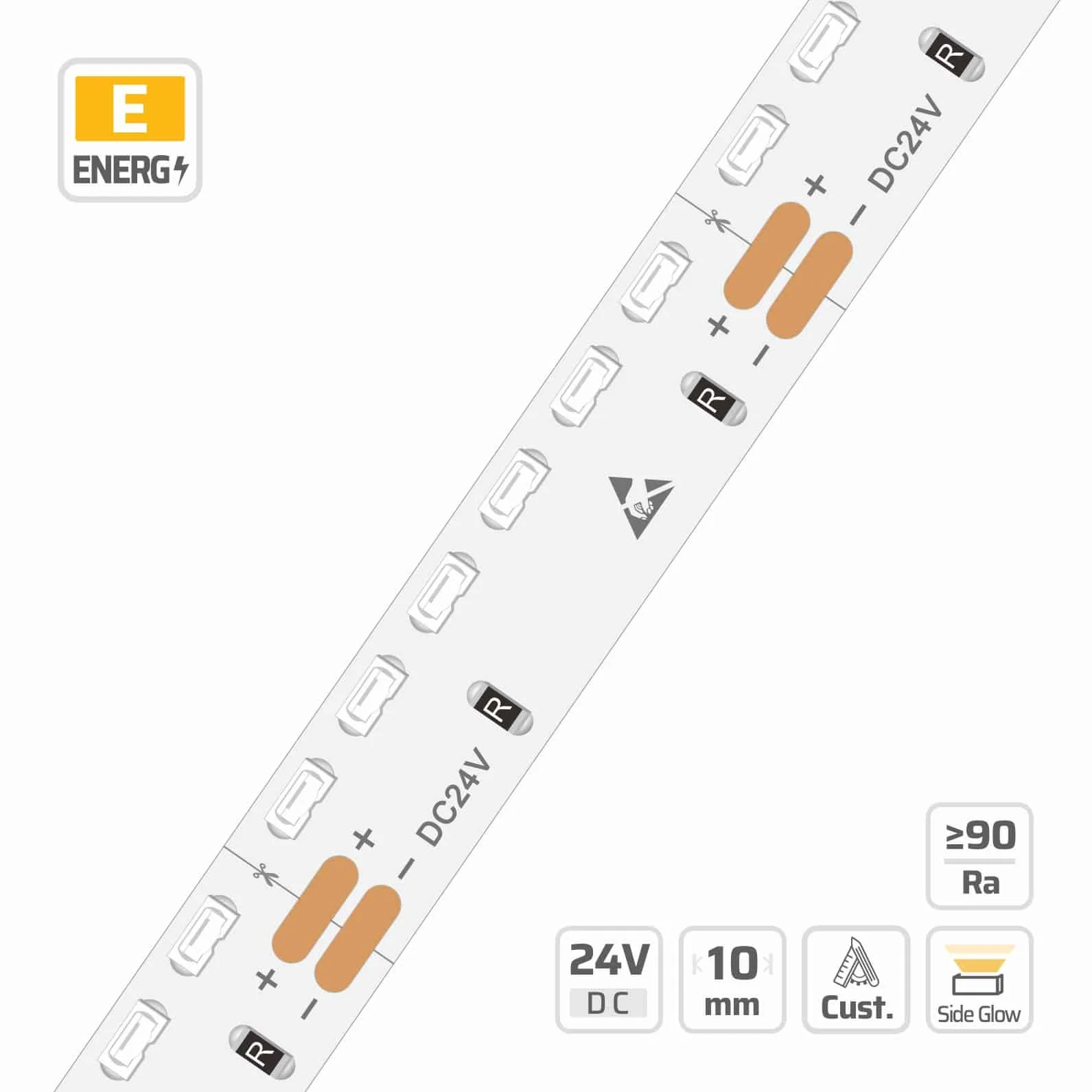 10mm | 24V | 156LEDs  | 38.4cut | #4722 | 3014 Side View LED Strip Light