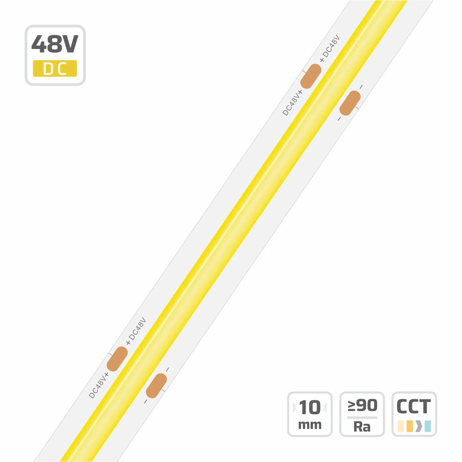 10mm | 48V | 480LEDs | 50mm/cut | #480d-L30 | COB LED strip light