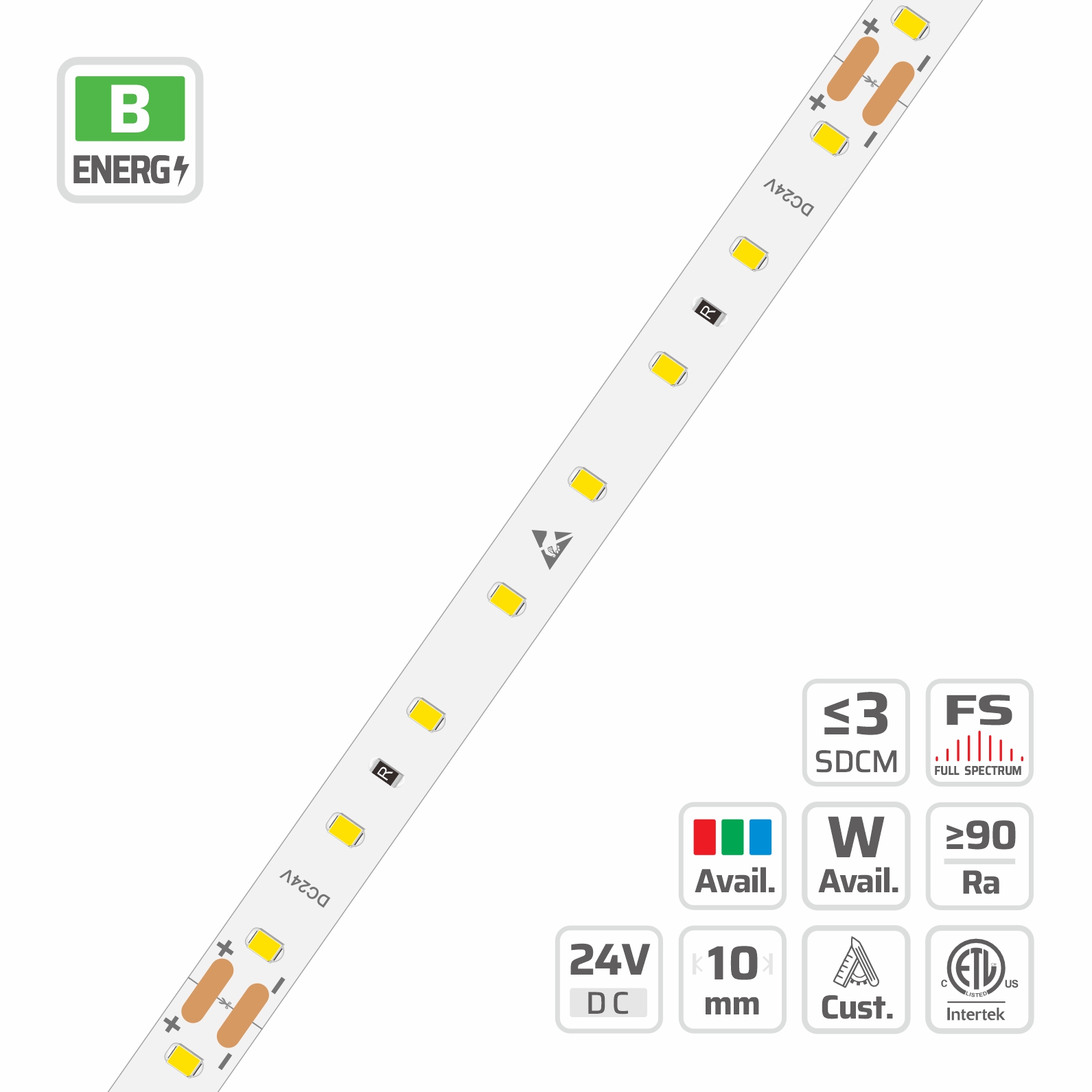 10mm | 24V | 64LEDs | 125cut | #5381 | 2835 High Light Efficacy High Lumen LED Strip