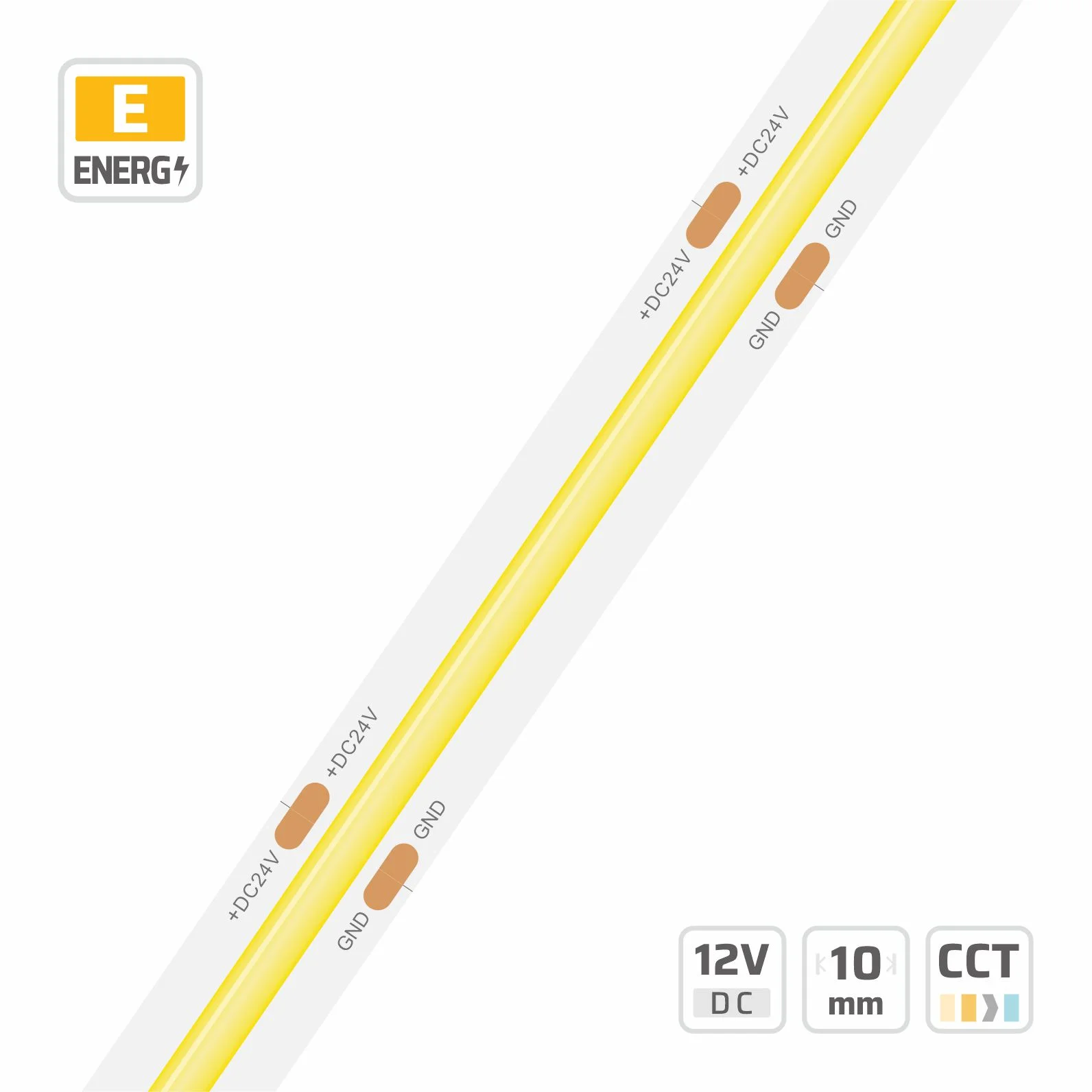 10mm | 24V | 528LEDs | 45.45mm/cut | #528-10-24V | COB LED strip light